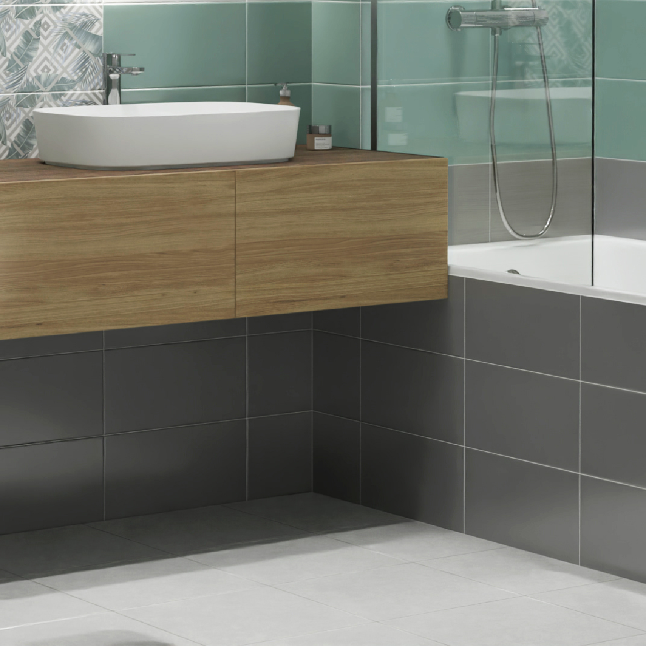 Изображение товара Плитка настенная Нефрит-Керамика Эклат 20x40 см серый матовый для ванной и кухни