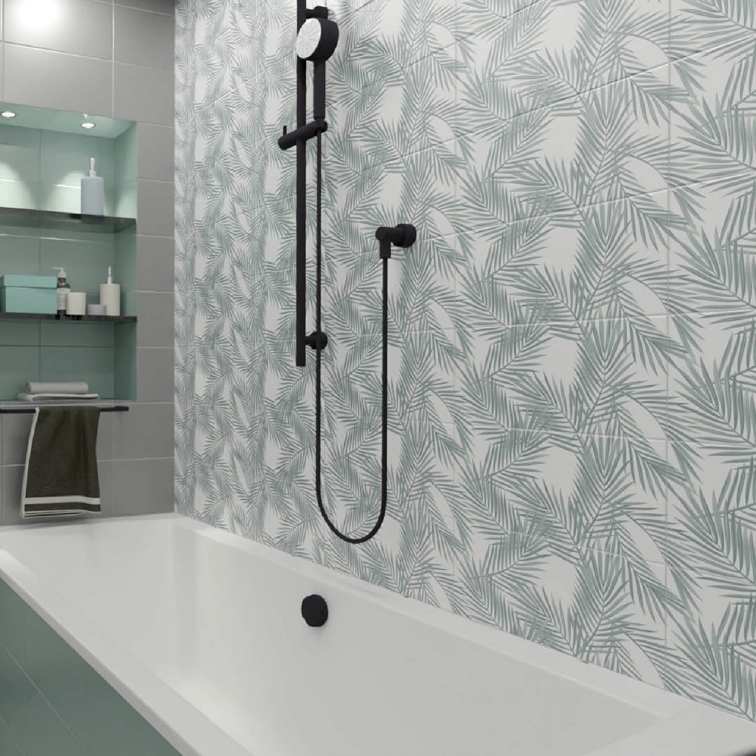 Изображение товара Плитка настенная Нефрит-Керамика Эклат 20x40 см 1.2 м² матовая цвет зеленый серый