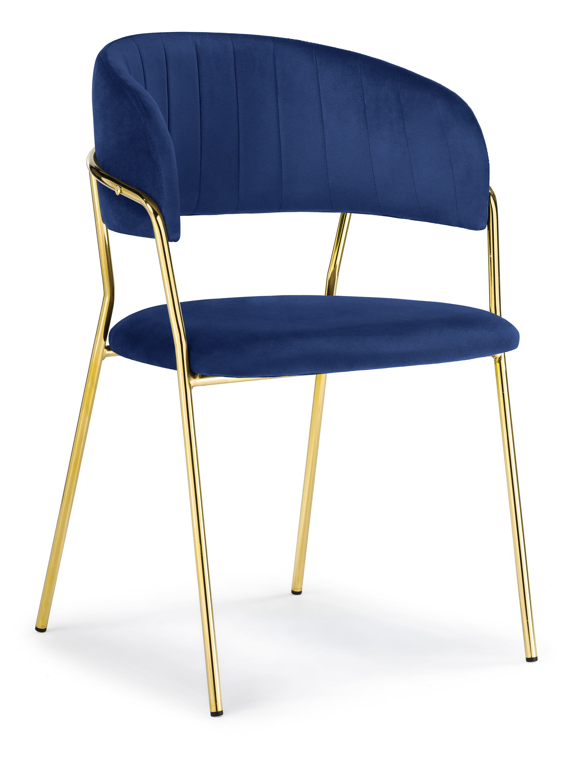 Изображение товара Стул Woodville Kamelia синий велюр и золотые ножки современный дизайн