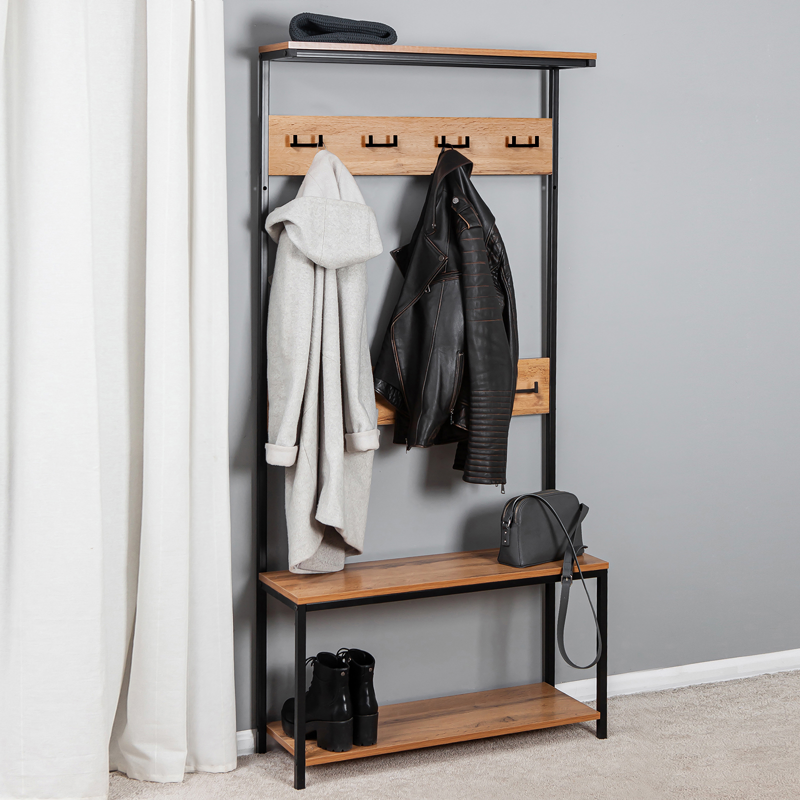 Изображение товара Напольная вешалка Letta Frame 80x174x25 см из ЛДСП и металла для дома и офиса