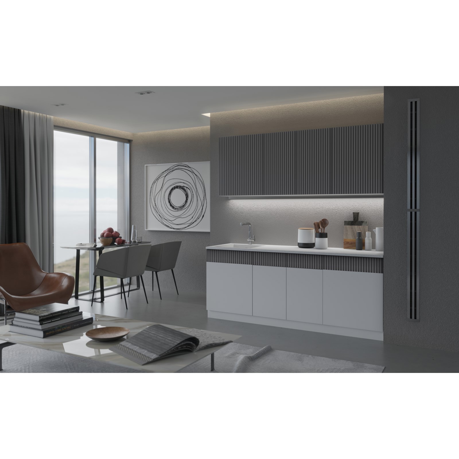 Изображение товара Кухонный гарнитур Миф мебель Престиж 2000 см белый глянец графит