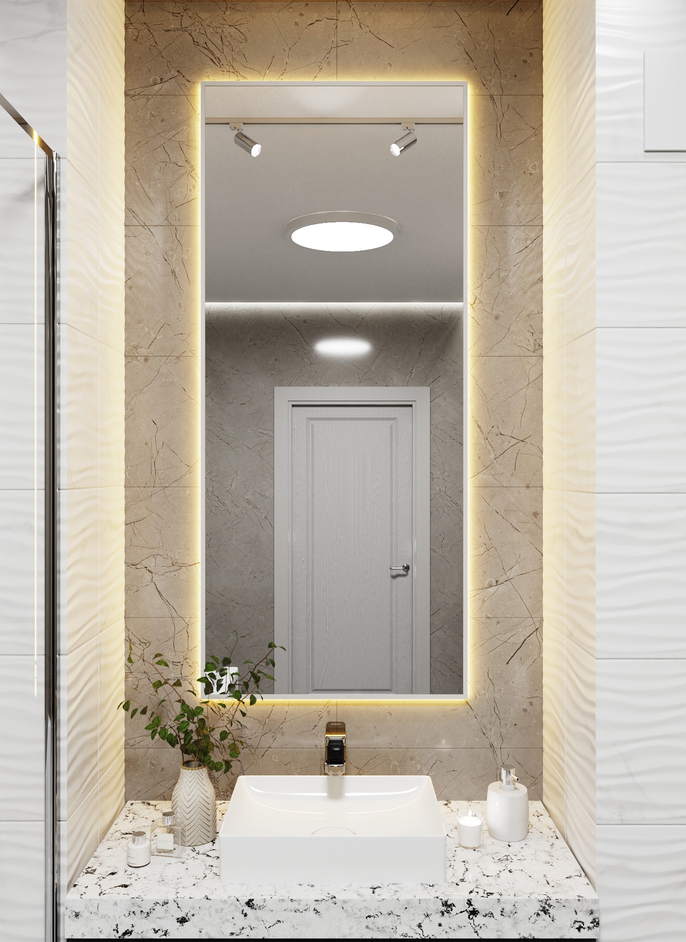 Изображение товара Зеркало с подсветкой в алюминиевой раме настенное ONE Mirror 140x60 см свет теплый белый 3000К серебро Изображение товара Зеркало с подсветкой в алюминиевой раме настенное ONE Mirror 140x60 см свет теплый белый 3000К серебро
