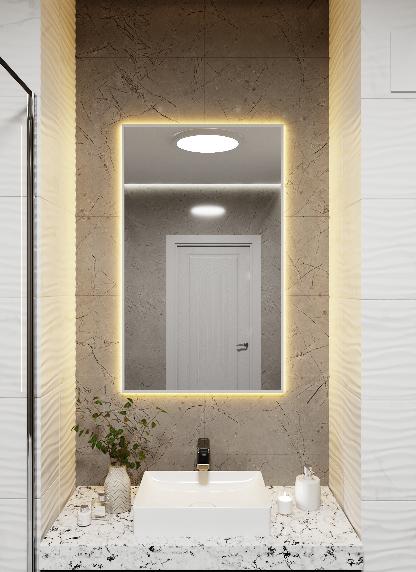 Изображение товара Зеркало с подсветкой в алюминиевой раме настенное ONE Mirror 100x60 см свет теплый белый 3000К серебро Изображение товара Зеркало с подсветкой в алюминиевой раме настенное ONE Mirror 100x60 см свет теплый белый 3000К серебро