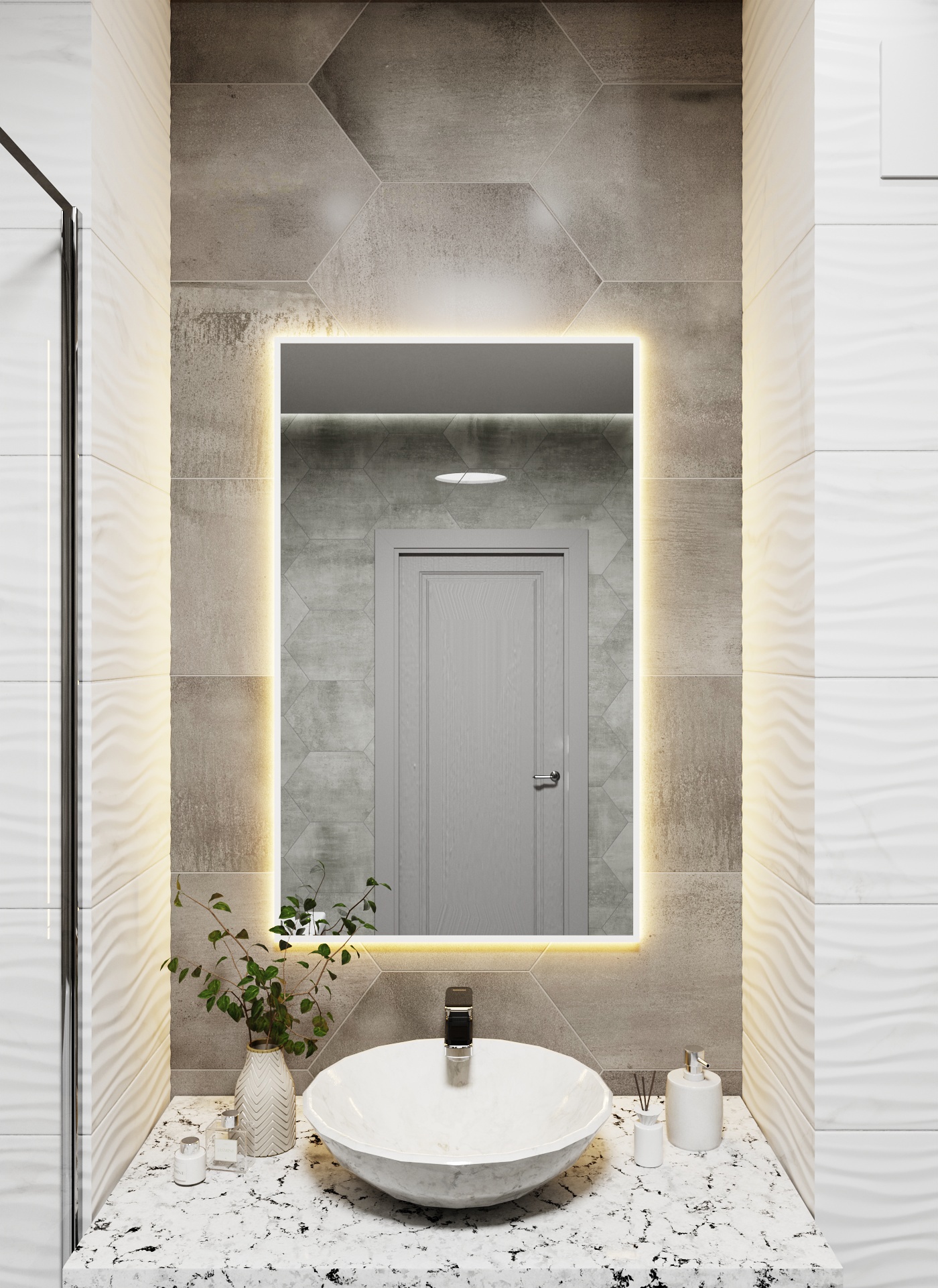 Изображение товара Зеркало с подсветкой в алюминиевой раме настенное ONE Mirror 100x60 см свет теплый белый 3000К белое Изображение товара Зеркало с подсветкой в алюминиевой раме настенное ONE Mirror 100x60 см свет теплый белый 3000К белое