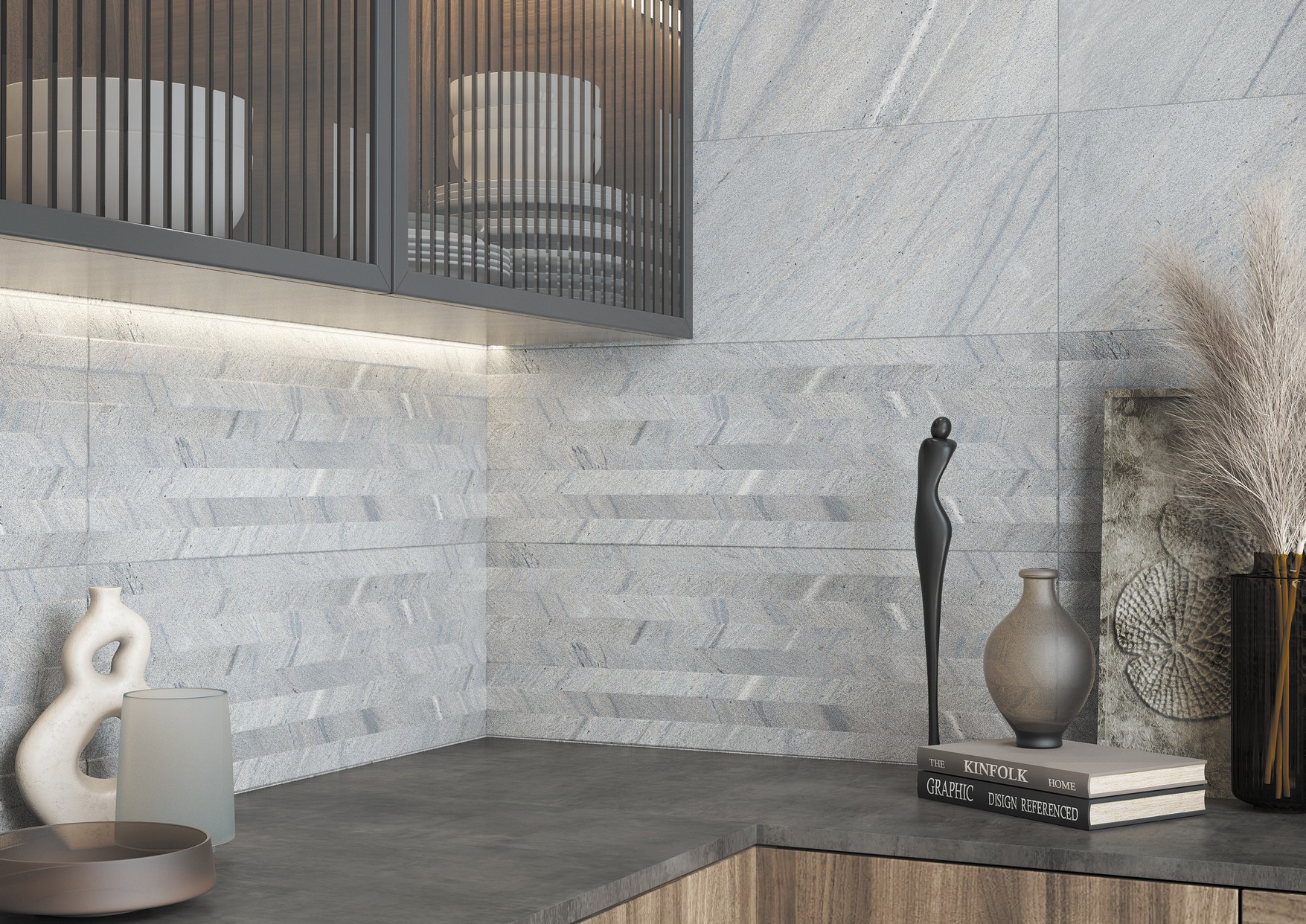 Изображение товара Керамин Руна 250x750 матовая настенная плитка серого цвета