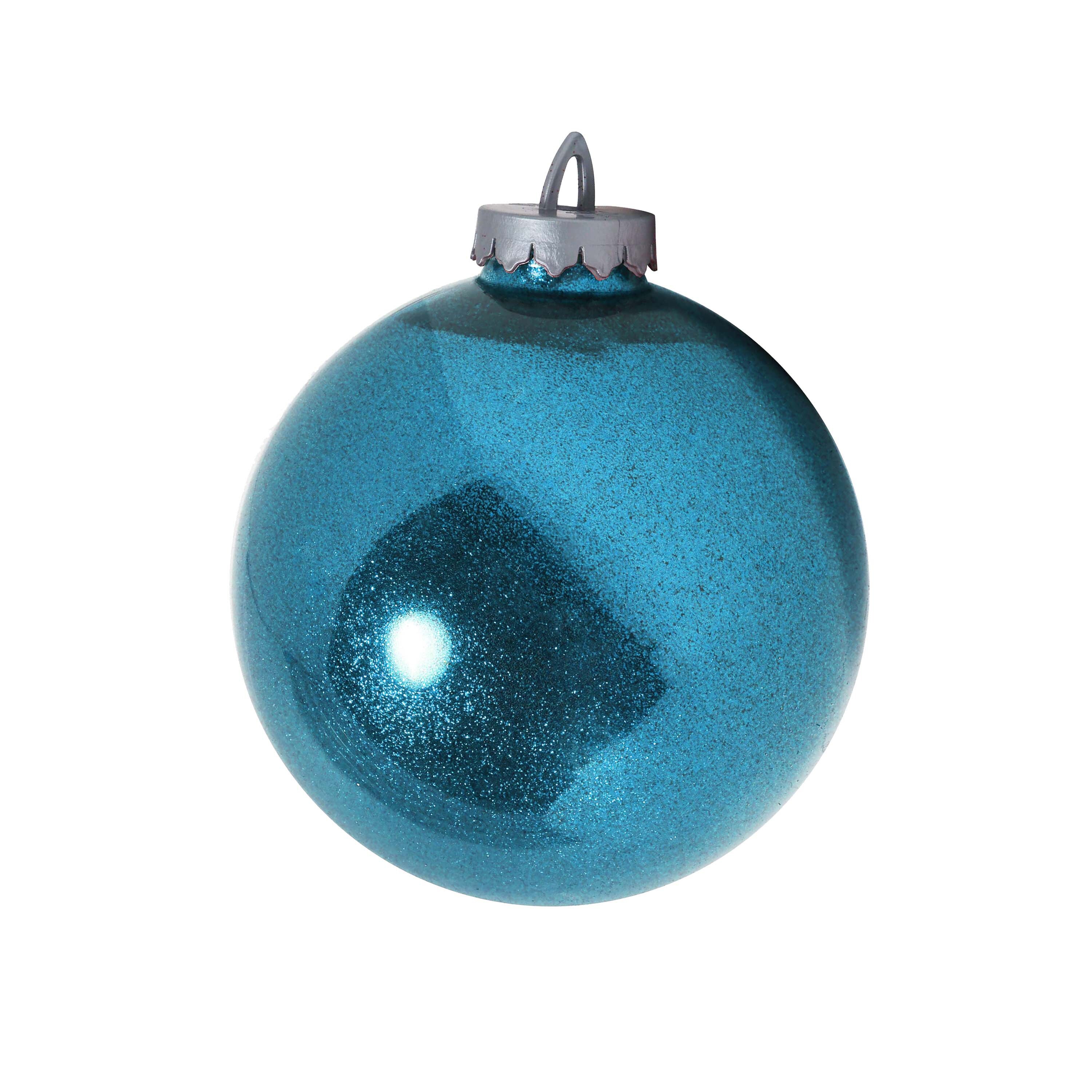 Изображение товара Голубой елочный шар ø15 см с блестками и подвеской Россия