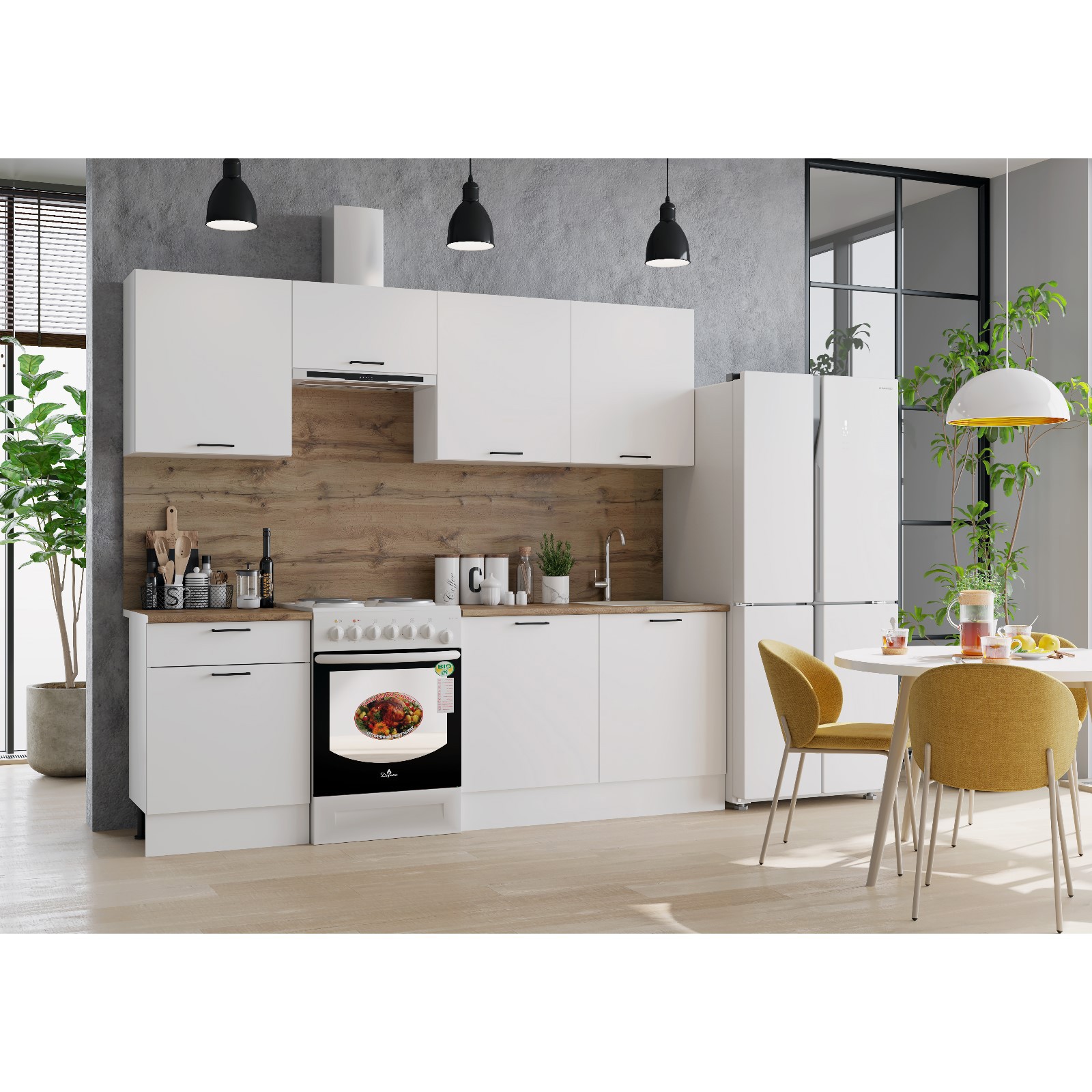 Изображение товара Кухонный гарнитур Клик Мебель Паола 240x214x60 см белый ЛДСП