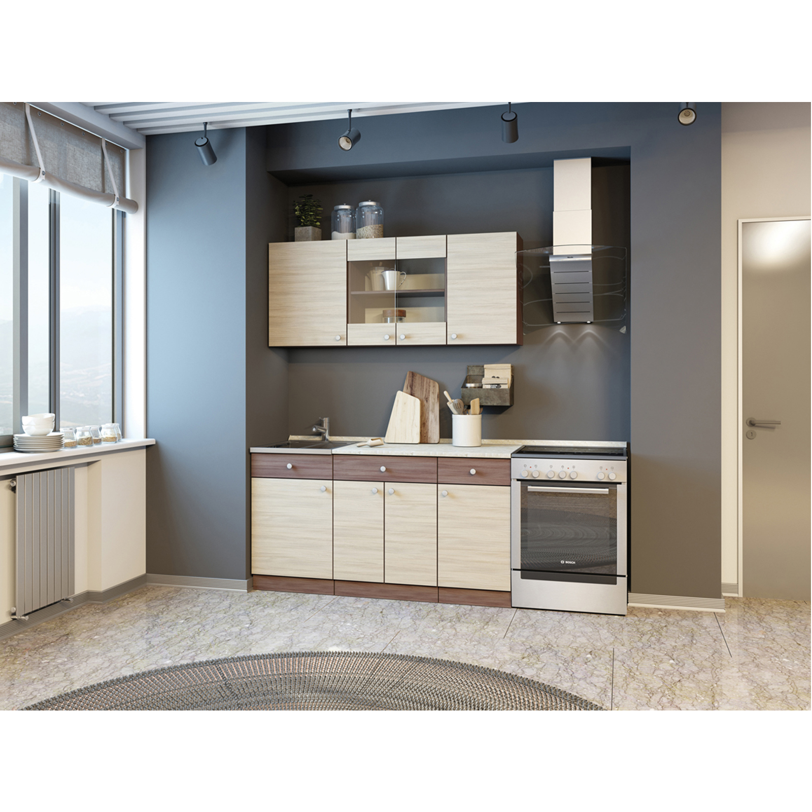 Изображение товара Кухонный гарнитур Simaland Шимо 150x83x42 см ЛДСП цвет ясень шимо светлый