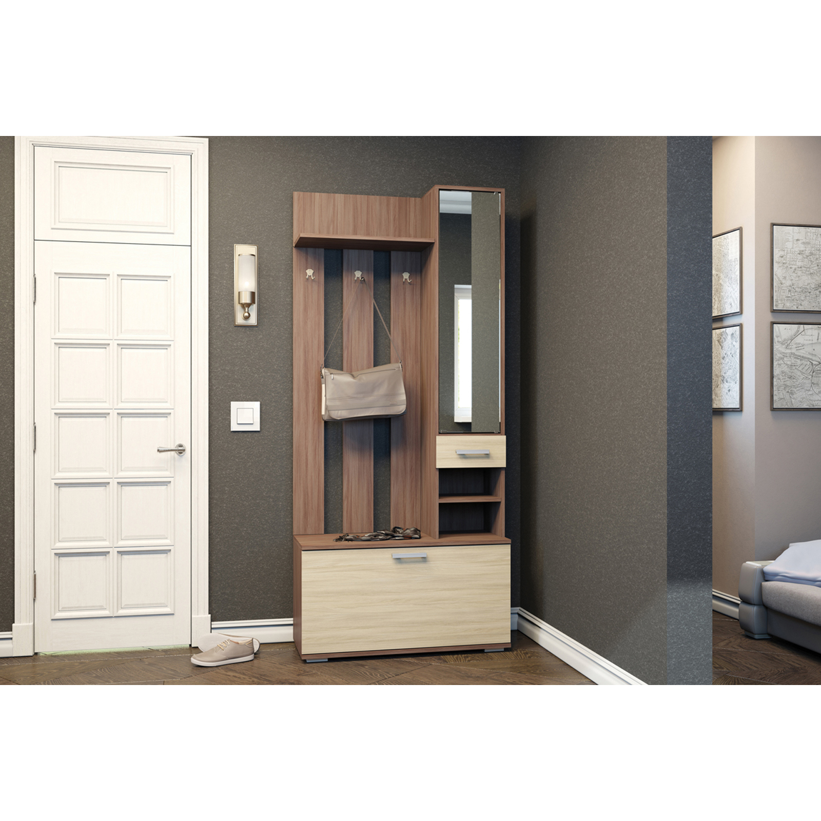 Изображение товара Вешалка для одежды Sima-land 91x203.2x35.4 см 6 крючков цвет ясень шимо