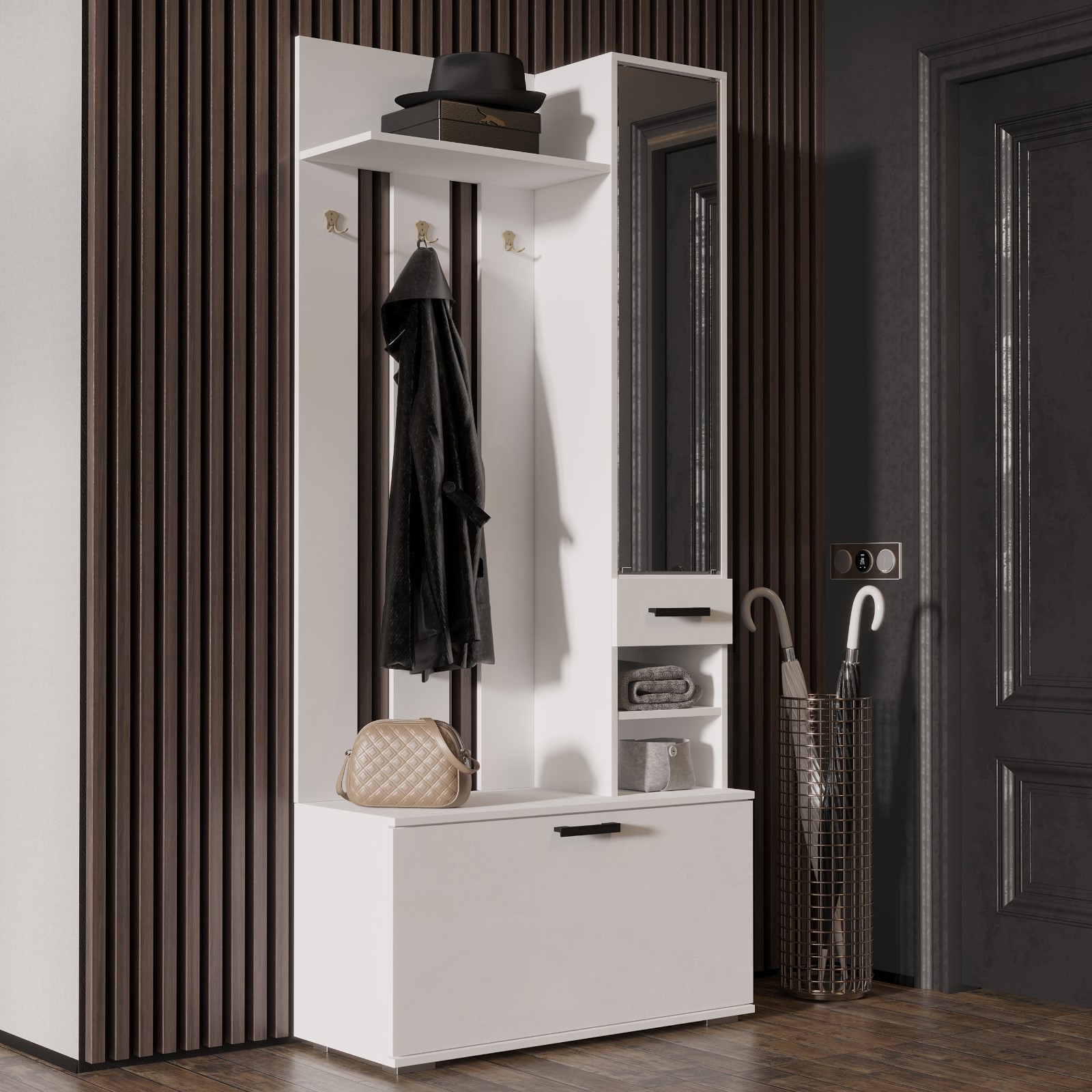 Изображение товара Комплект мебели для прихожей Simaland 91x204x35.4 см ЛДСП белый