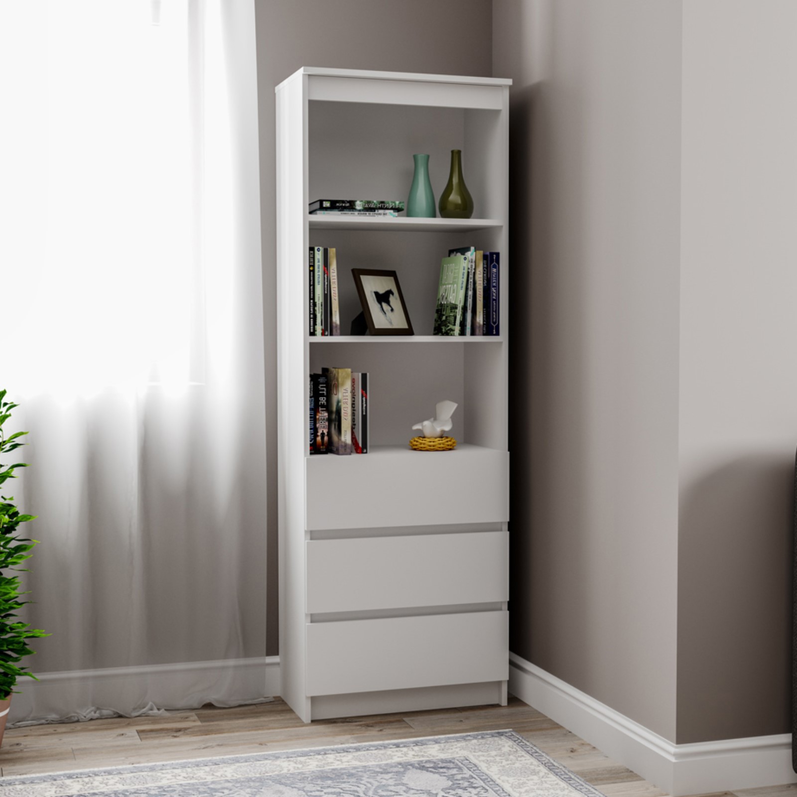 Изображение товара Стеллаж Клик Мебель Мори 61x36x180 см из ЛДСП белого цвета