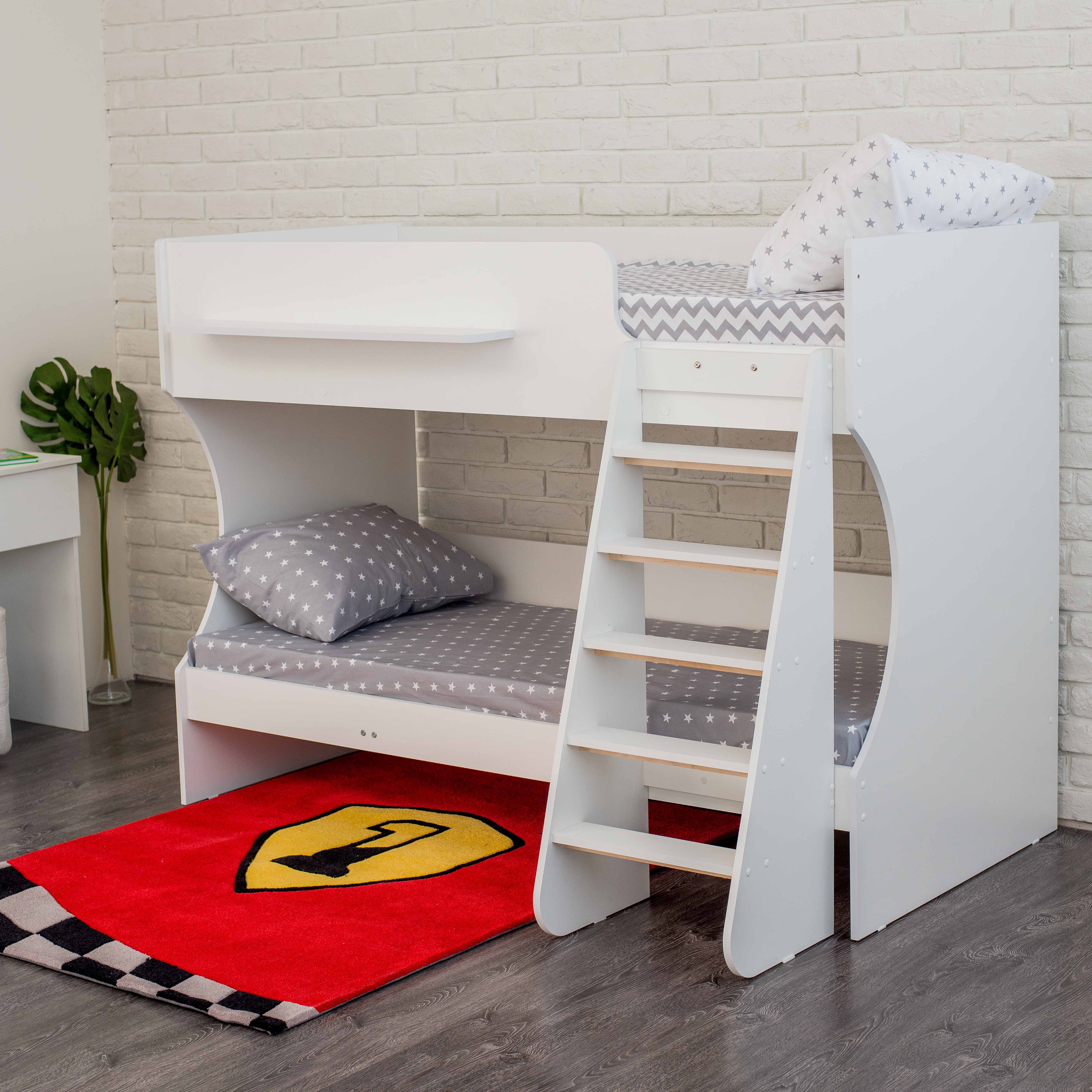 Изображение товара Двухъярусная кровать Капризун Р438 белая 180х80 см ЛДСП для детей и подростков