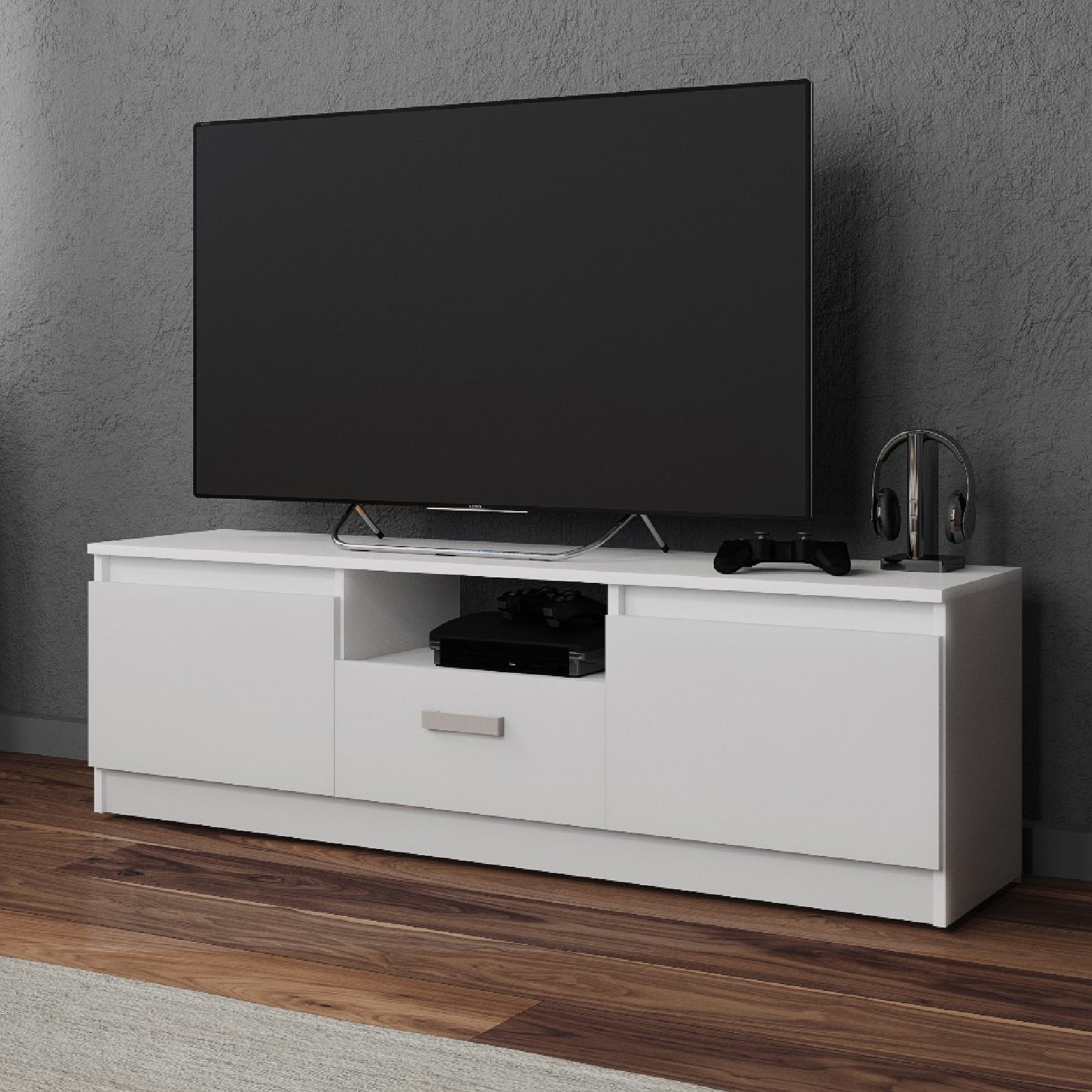 Изображение товара Тумба под телевизор Клик мебель Дели-1 140x44x42 см белая ЛДСП