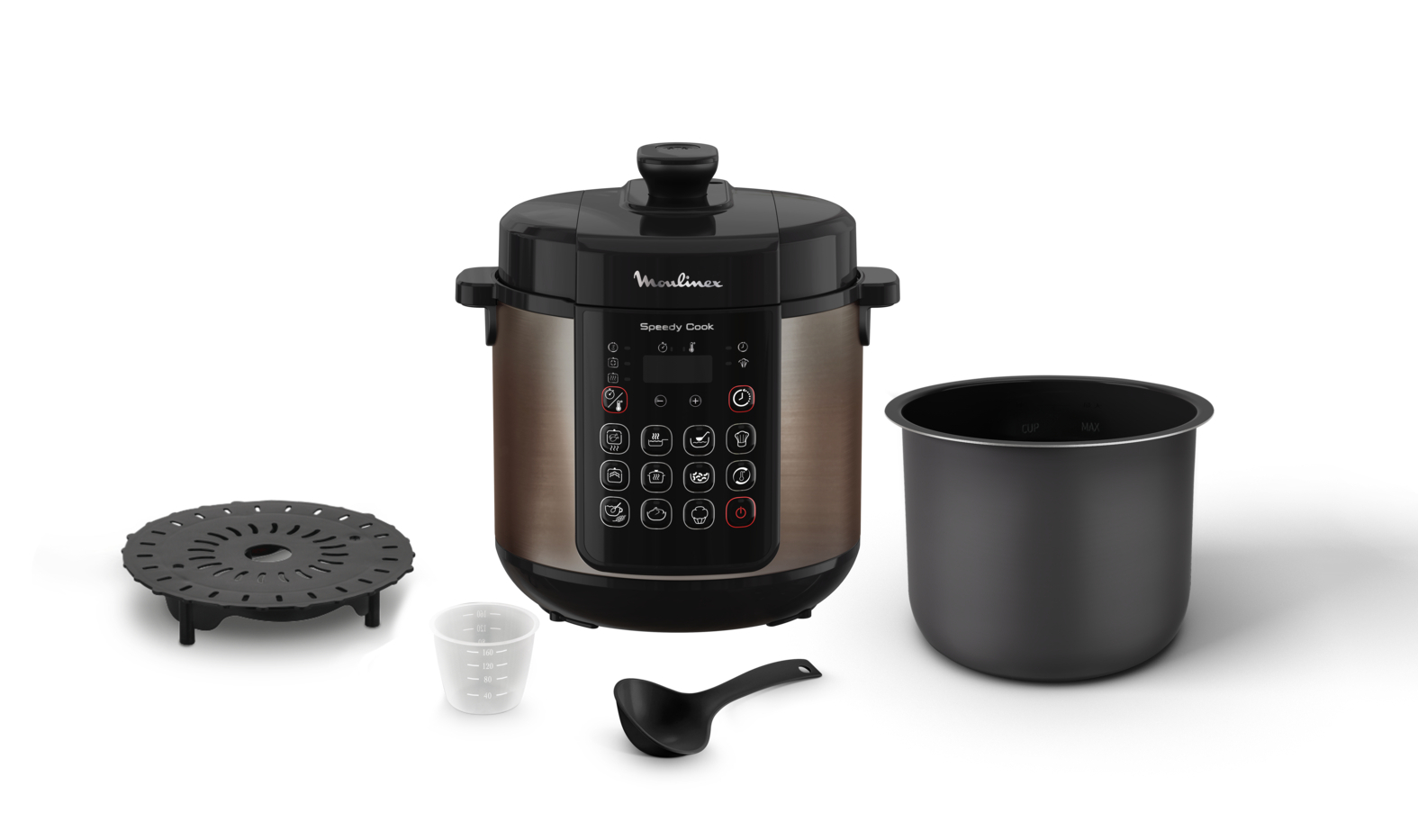 Изображение товара Скороварка Moulinex CE22A932 5 л 10 программ черная для быстрого приготовления