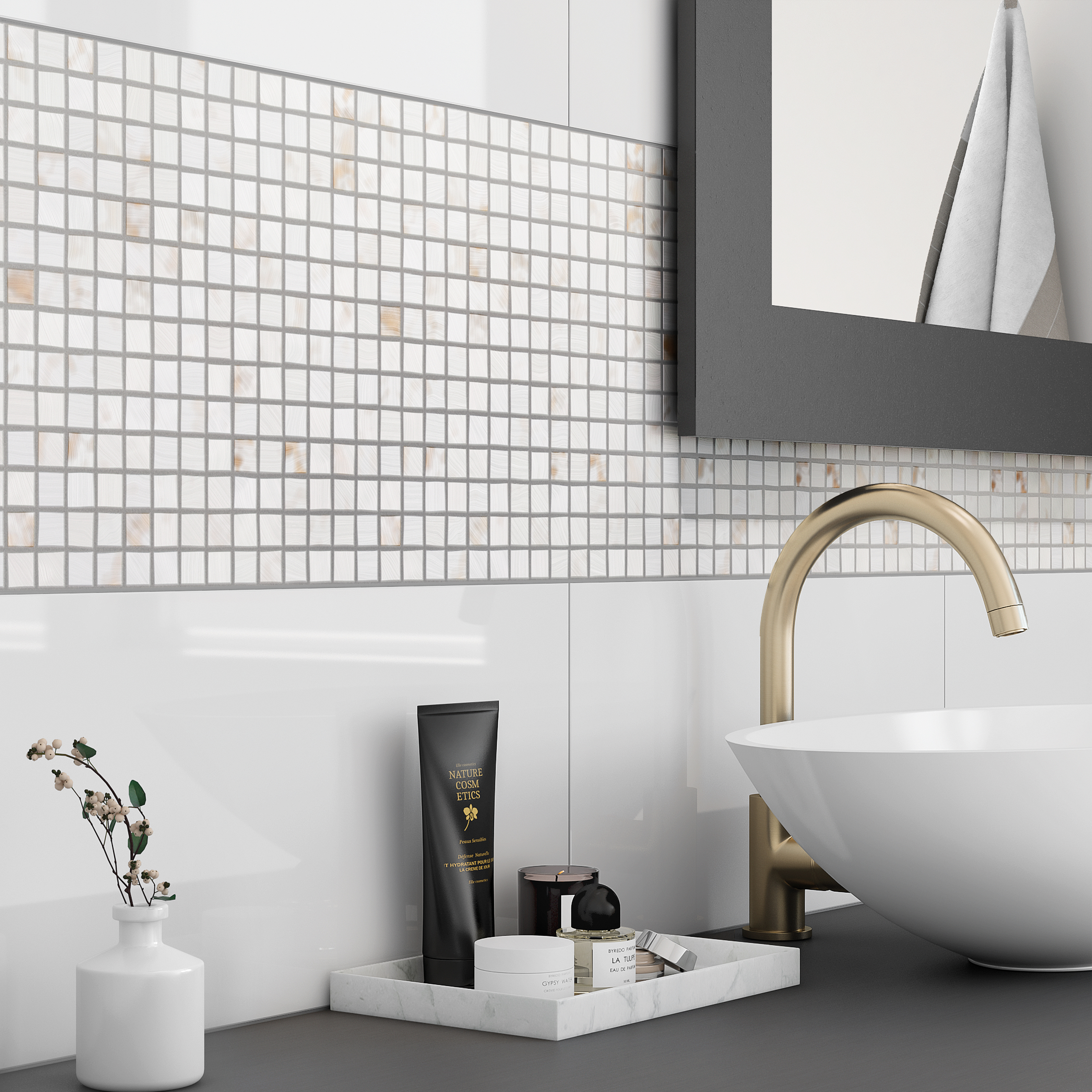 Изображение товара Мозаика из ракушек Artens белая для ванной и кухни