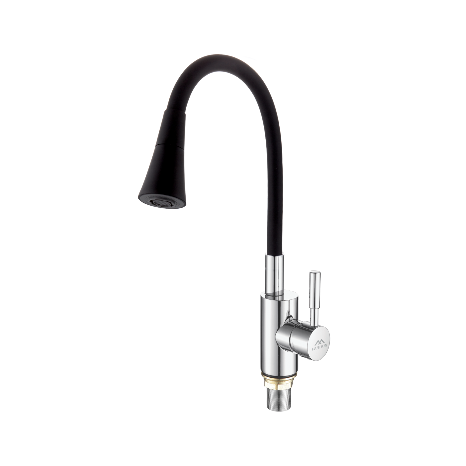 Изображение товара Смеситель Fashun A4053+B14 однорычажный с гибким изливом, 21 см, серый/хром