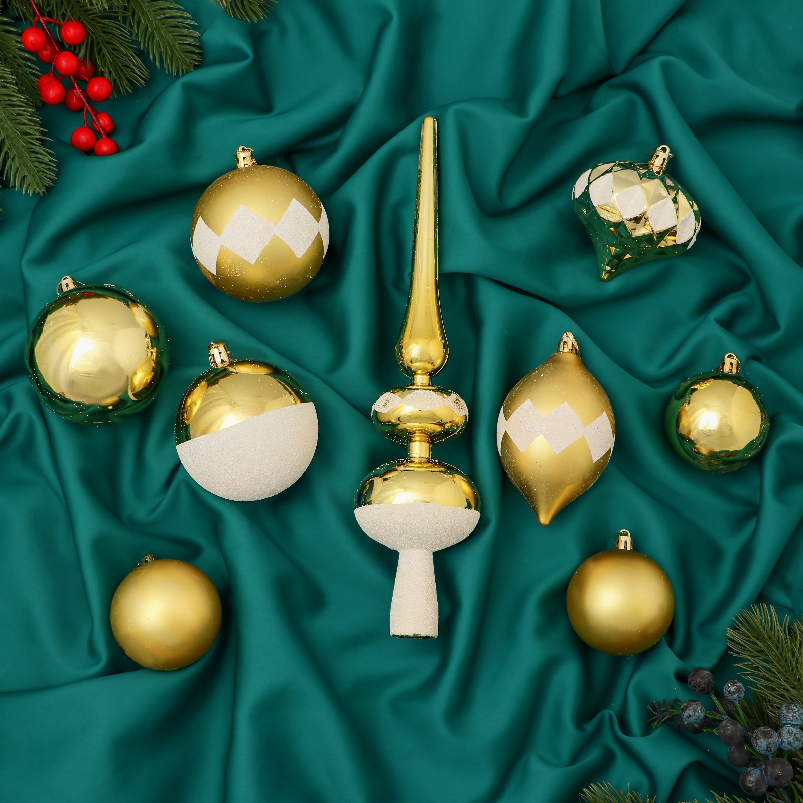 Изображение товара Набор елочных игрушек Льдинки Зимнее волшебство 19 шт жёлтый золотой пластик