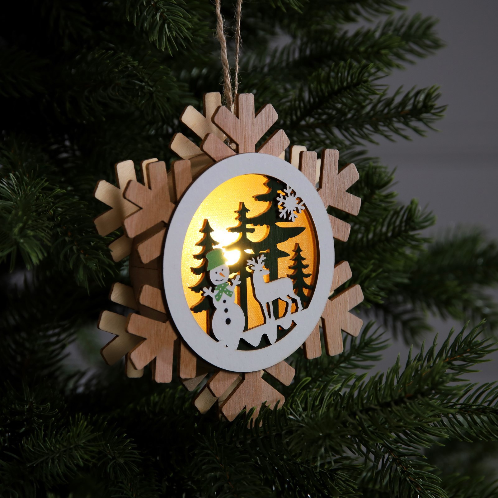 Изображение товара Елочная игрушка Снеговик и олень Luazon lighting 9594144 бежевый