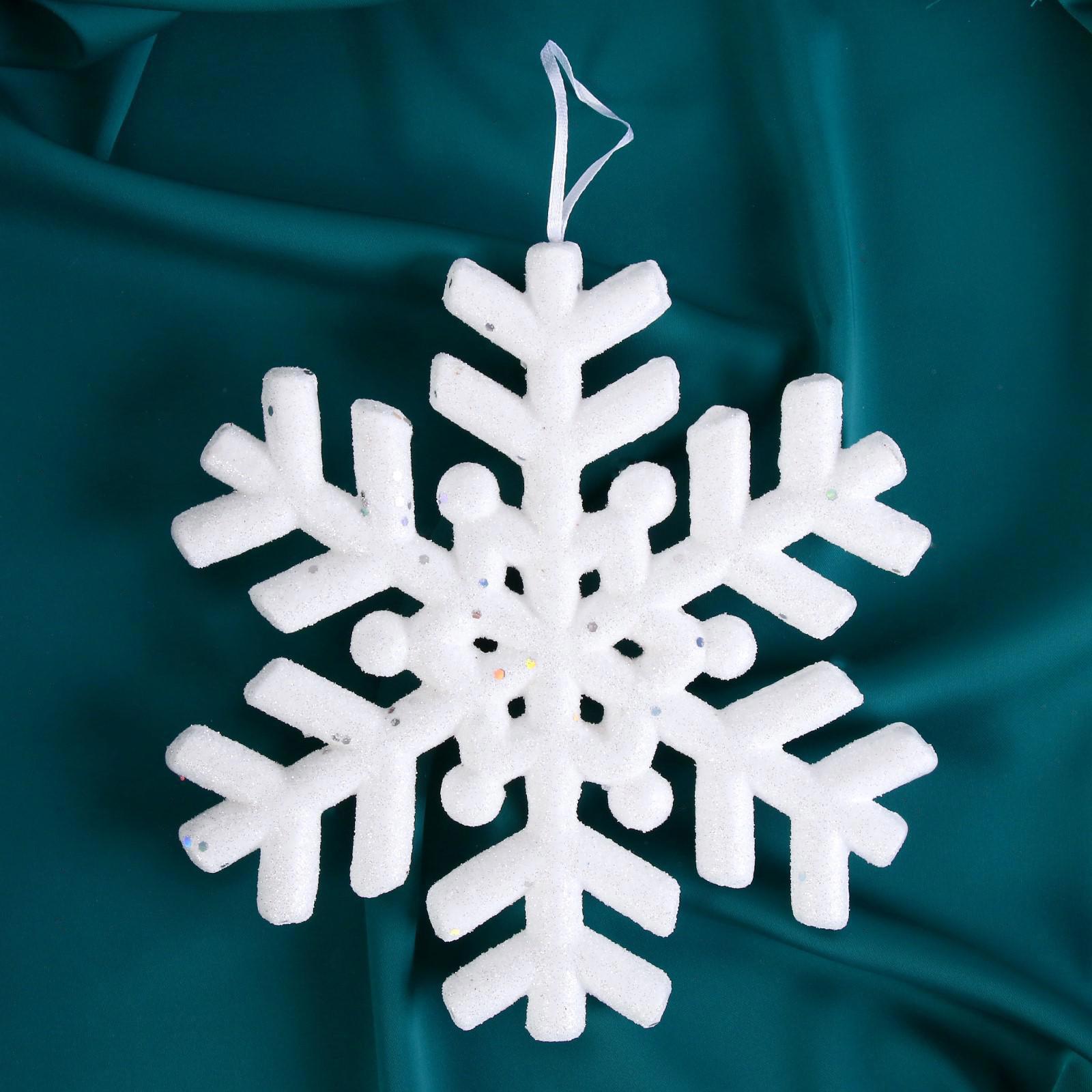 Изображение товара Елочная игрушка Снежинка белый с блёстками Зимнее волшебство 1113526 2белый