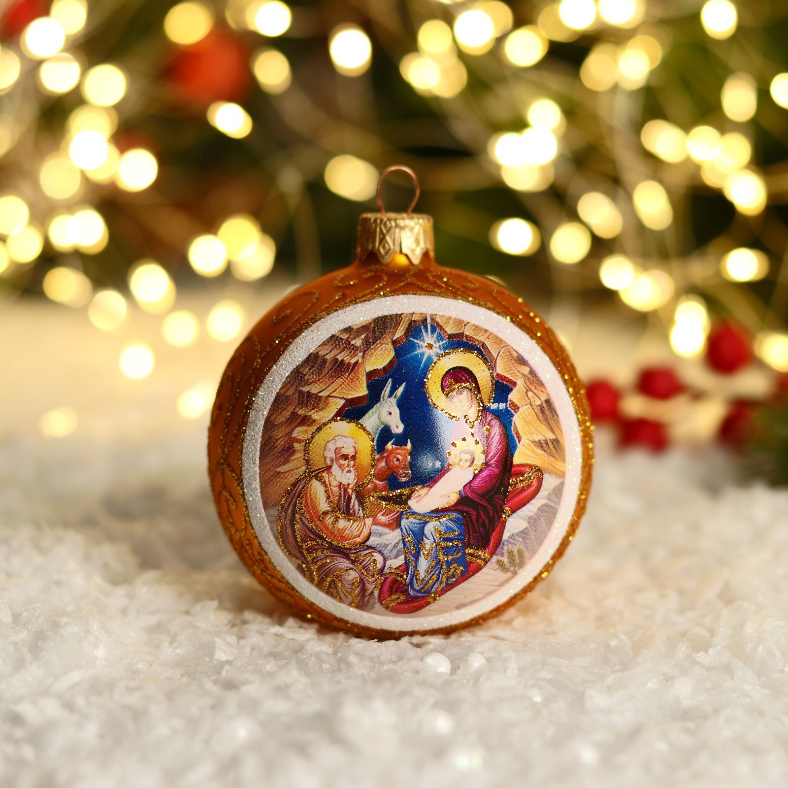 Изображение товара Елочный шар Vitus 9755361 8 см стекло оранжевый медный праздничный декор