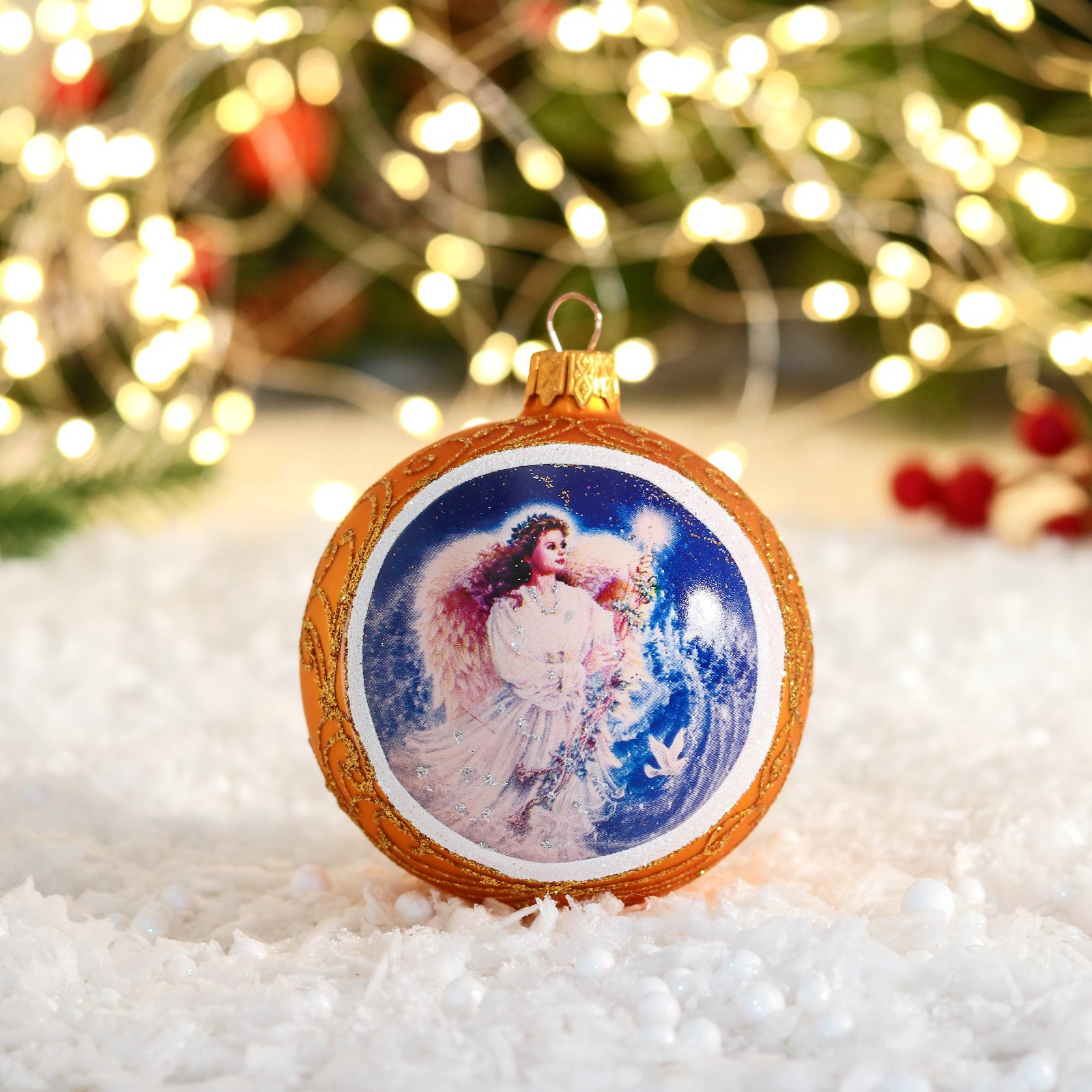 Изображение товара Елочный шар Vitus 9755360 8 см Стекло оранжевый/медный