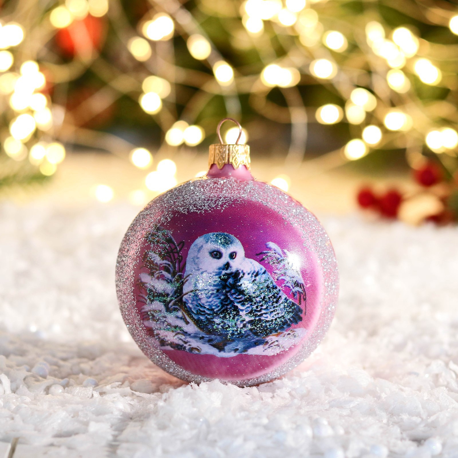 Изображение товара Стеклянный елочный шар Vitus 8 см розовый праздничное новогоднее украшение