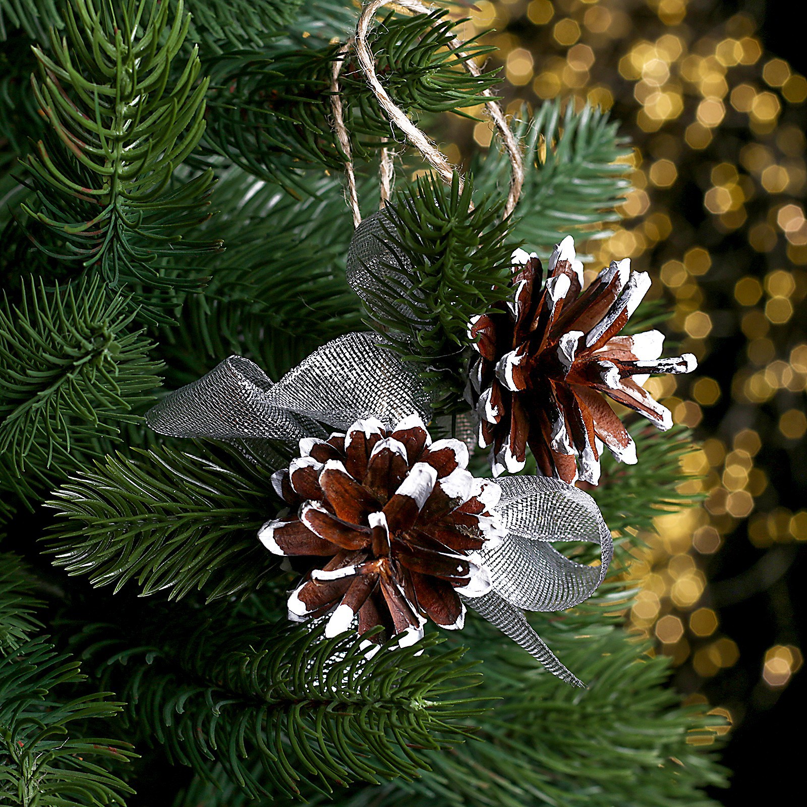 Изображение товара Елочная игрушка Шишка и веточка Лесная мастерская коричневый натуральный декор