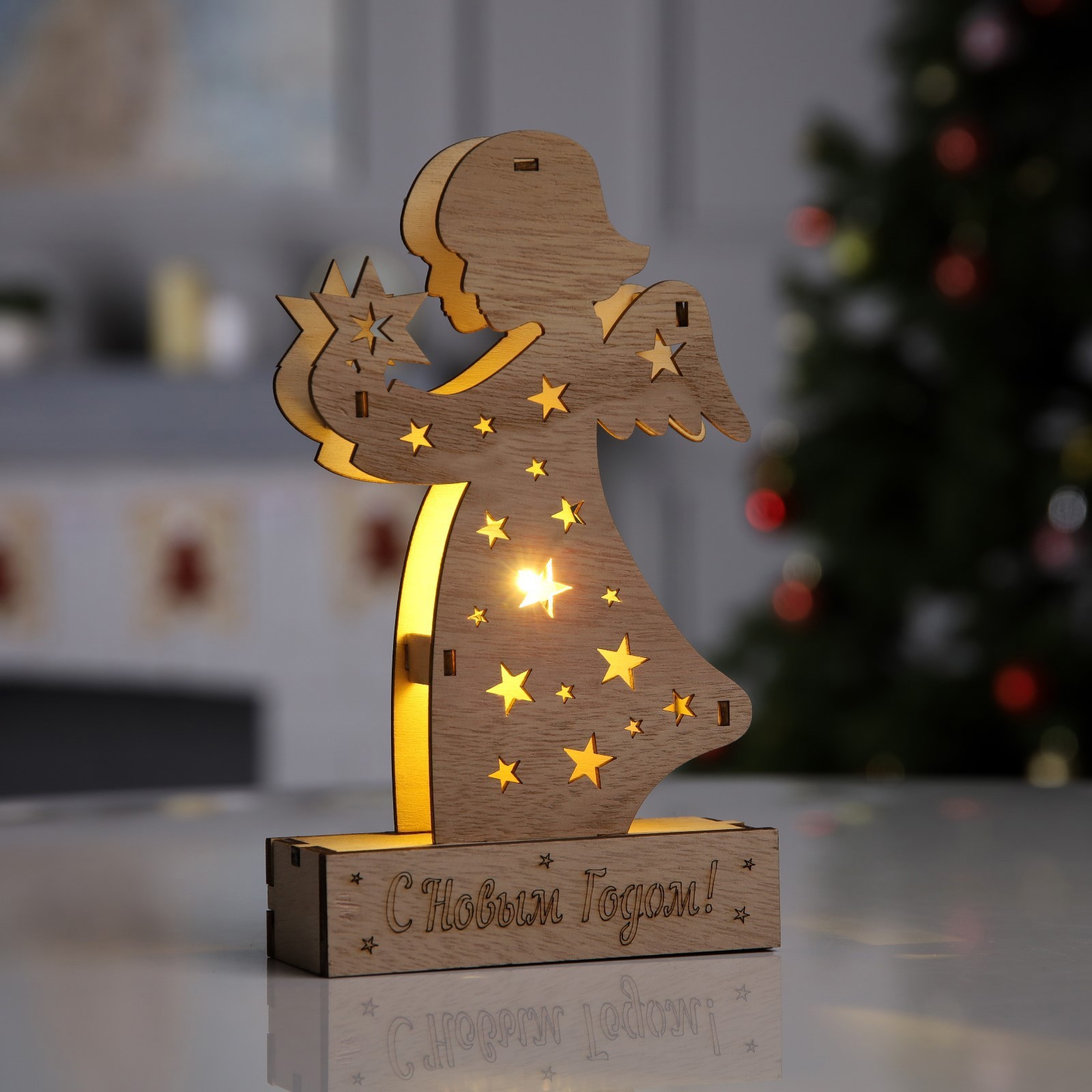 Изображение товара Светящаяся электрическая фигура Ангел для дома Luazon lighting h 5 см разноцветный