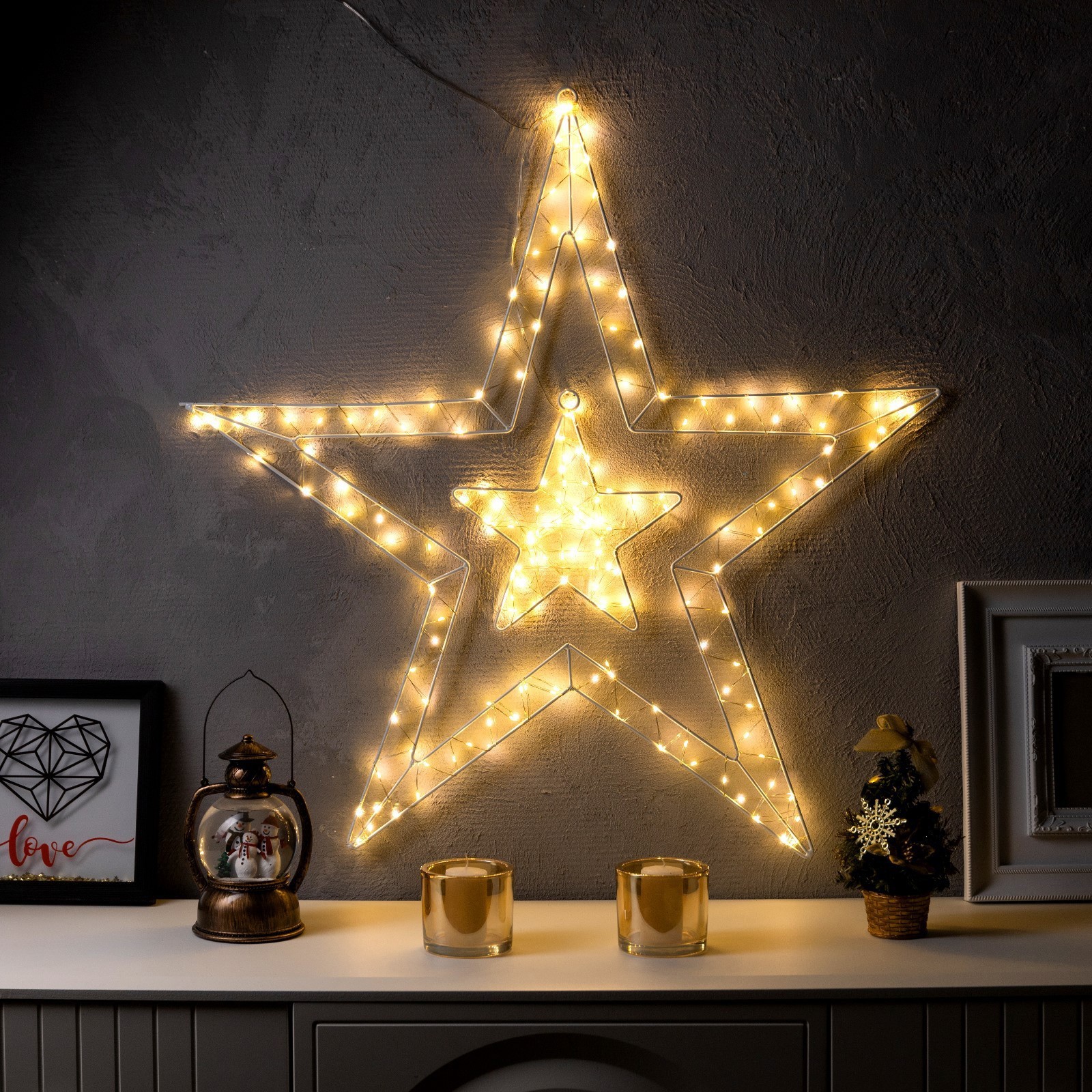 Изображение товара Светящаяся электрическая фигура Звезда для дома Luazon lighting h 8 см разноцветный