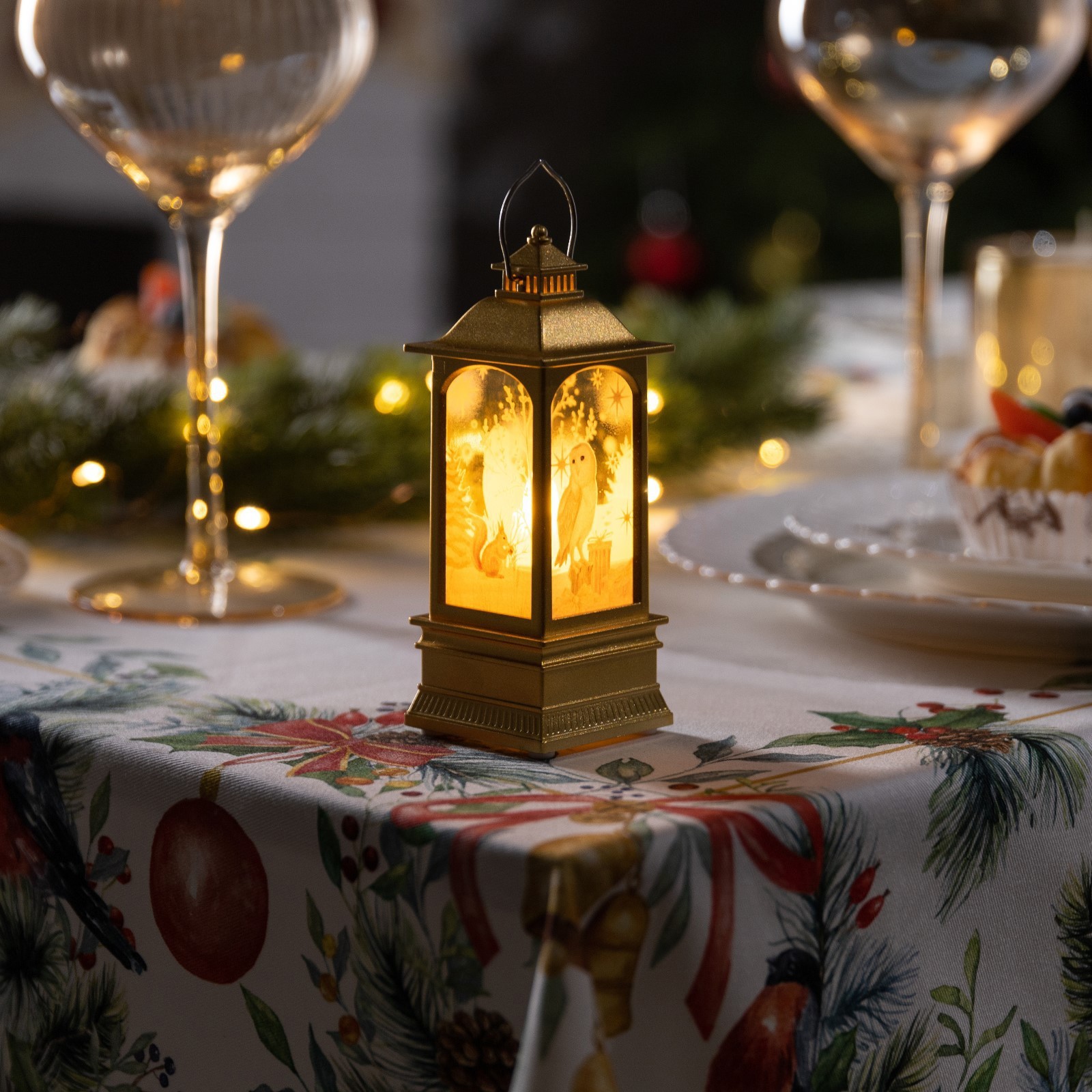 Изображение товара Светящаяся электрическая фигура Золотистый фонарь с совой LUAZON LIGHTING 13,5 см разноцветная