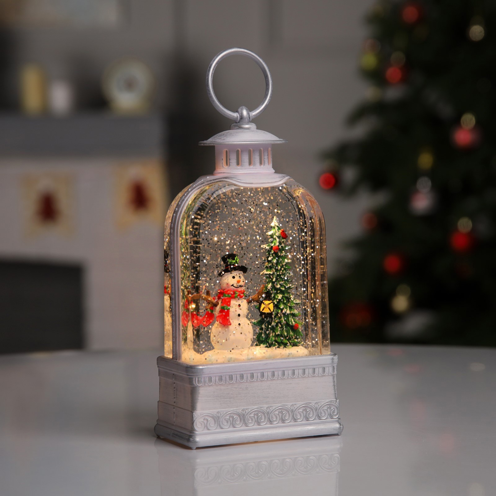 Изображение товара Светящаяся электрическая фигура Фонарь со снеговиком для дома Luazon lighting h 6 см разноцветный