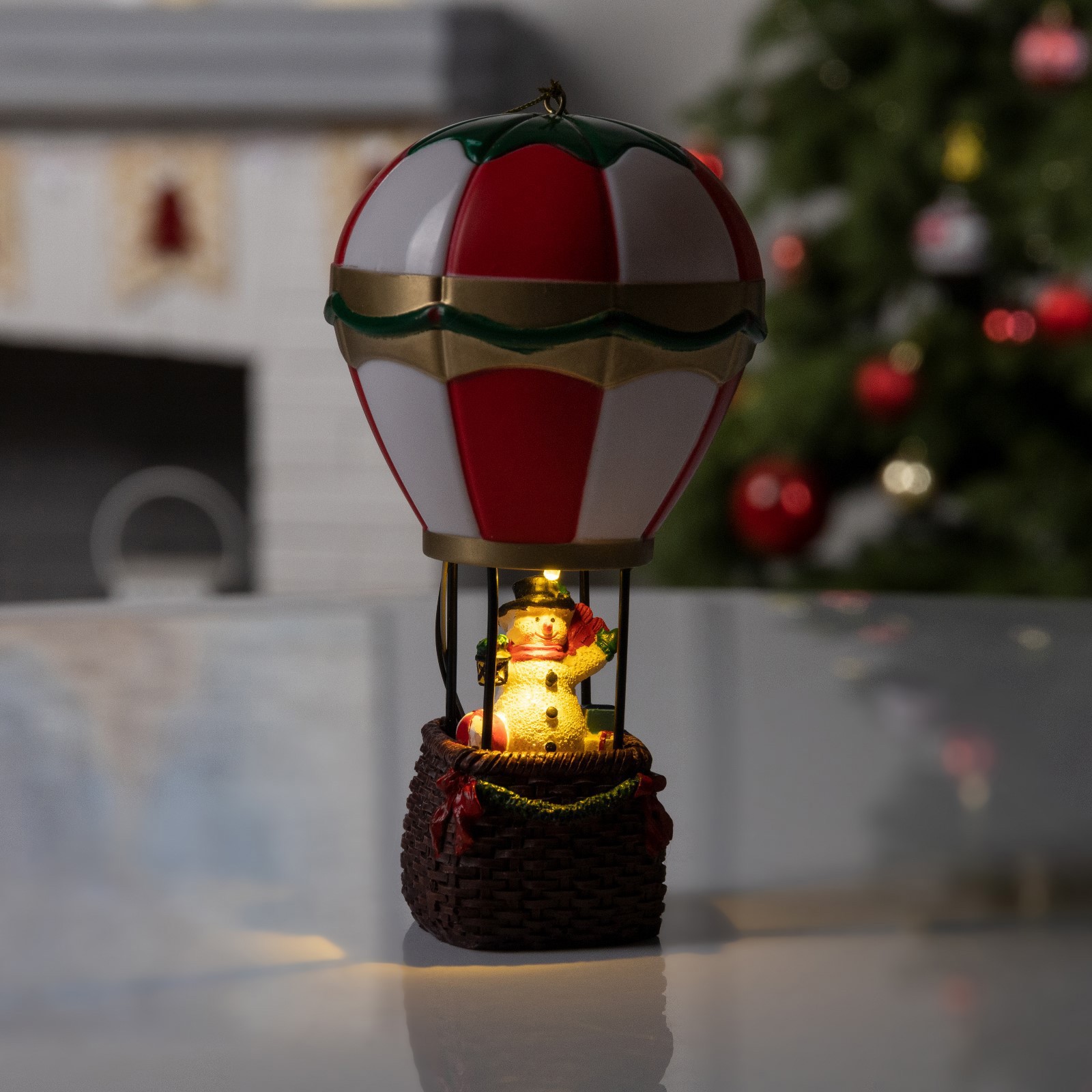 Изображение товара Светящаяся электрическая фигура Воздушный шар со снеговиком для дома Luazon lighting h 16 см разноцветный