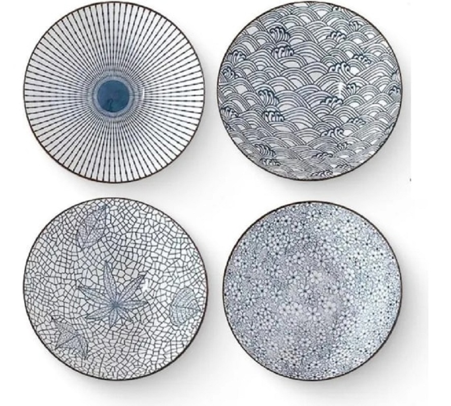 Изображение товара Набор тарелок ZDK Japanese Collection голубой 20 см 4 шт керамика современный дизайн