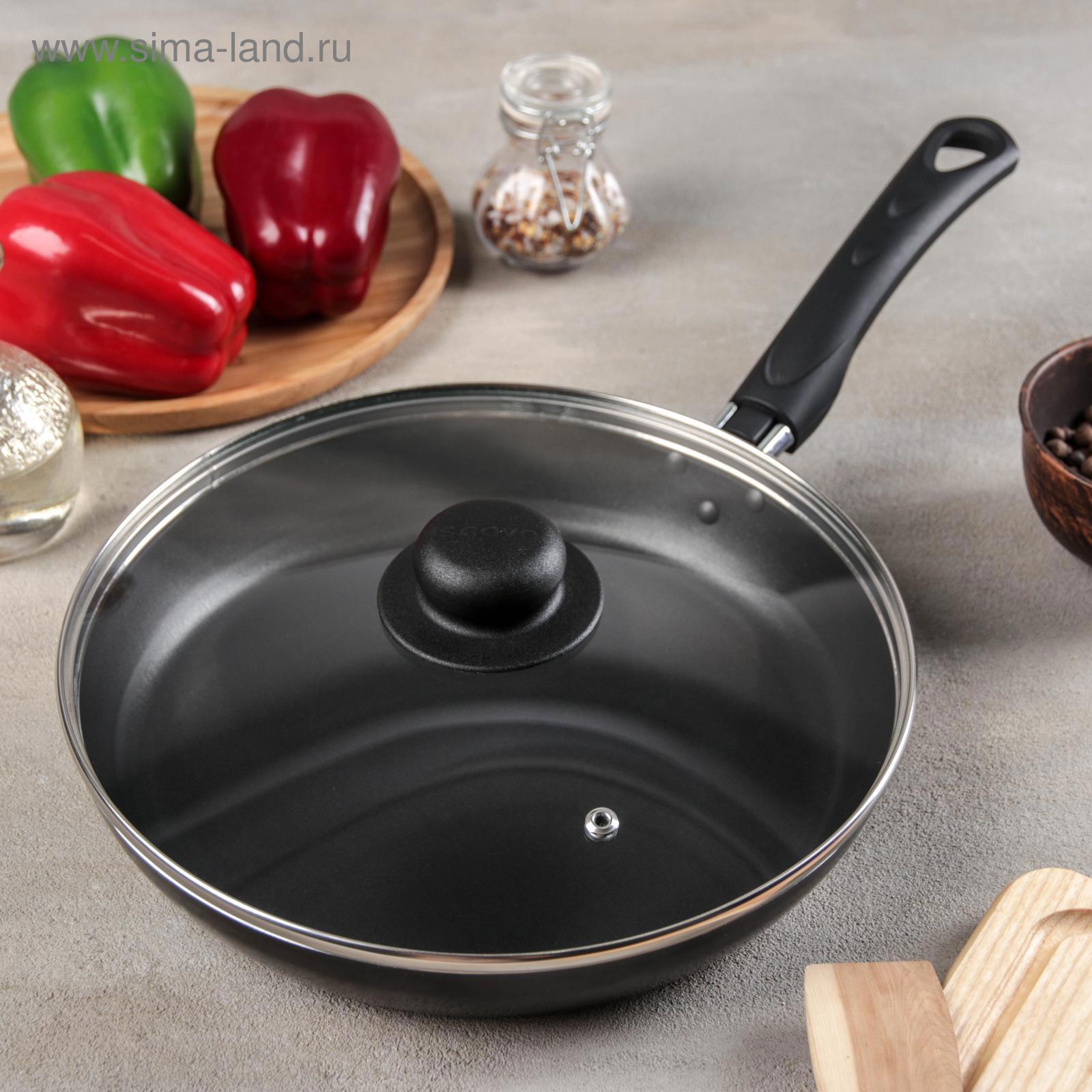 Изображение товара Сковорода Consul 26 см с крышкой из алюминия черная эконом сегмент