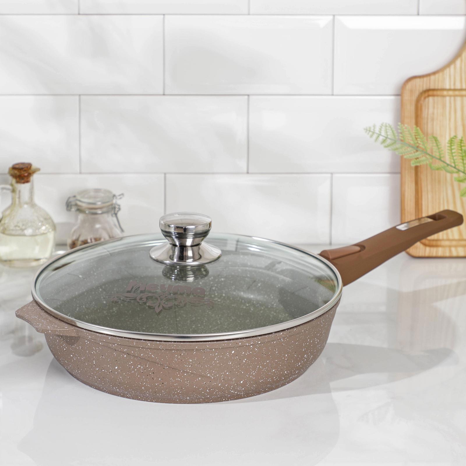 Изображение товара Сковорода Мечта 4737030 28 см с крышкой и съемной ручкой алюминий литой цвет коричневый