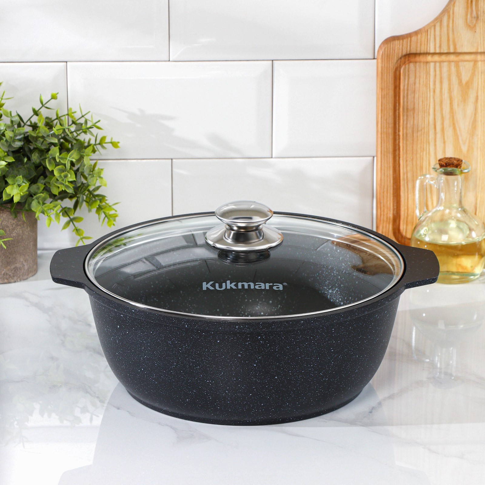 Изображение товара Жаровня Kukmara 4206774 26 см с крышкой алюминий литой цвет черный
