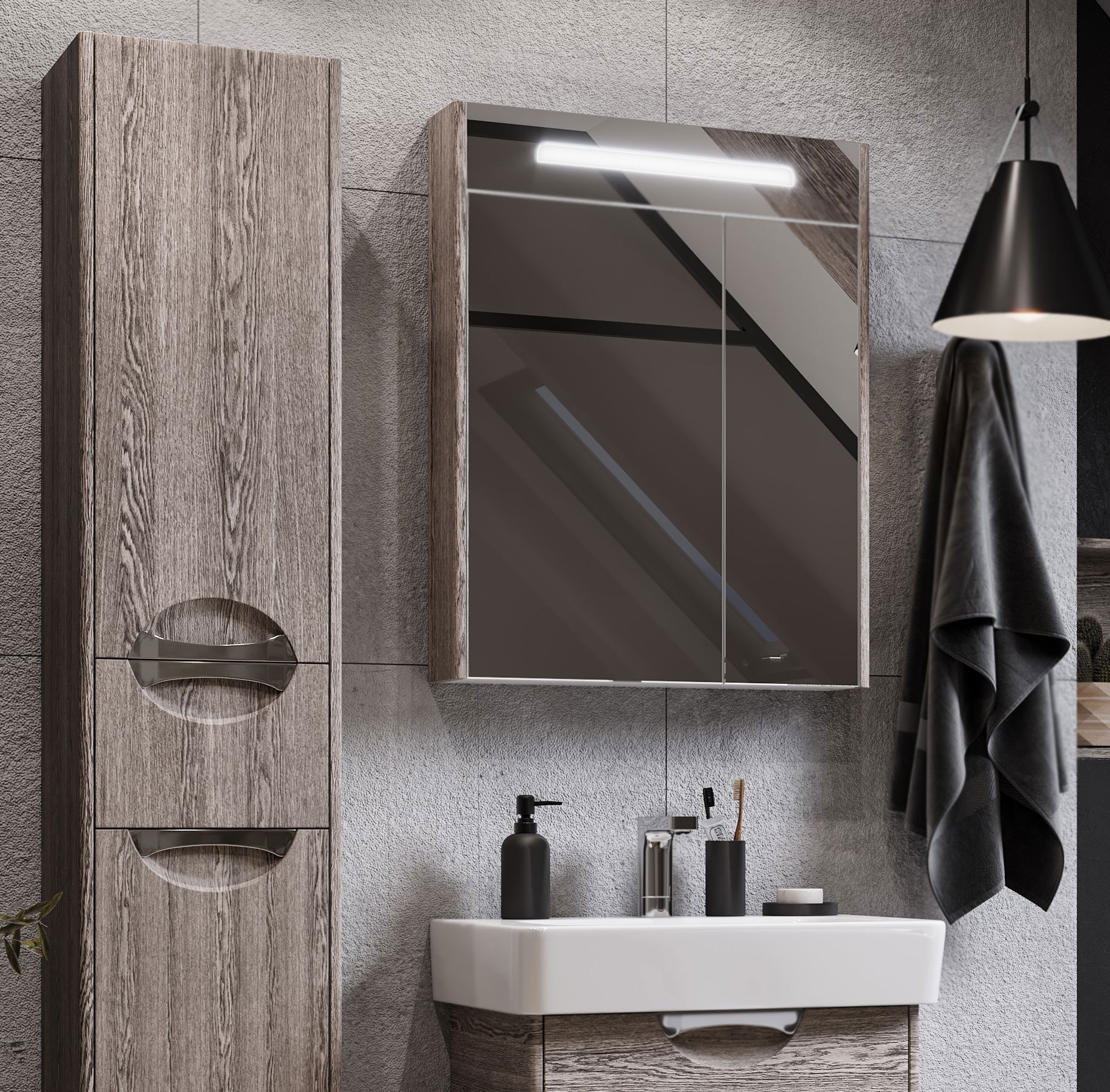 Изображение товара Зеркальный шкаф Aquaton Сильва 60 см, дуб фьорд