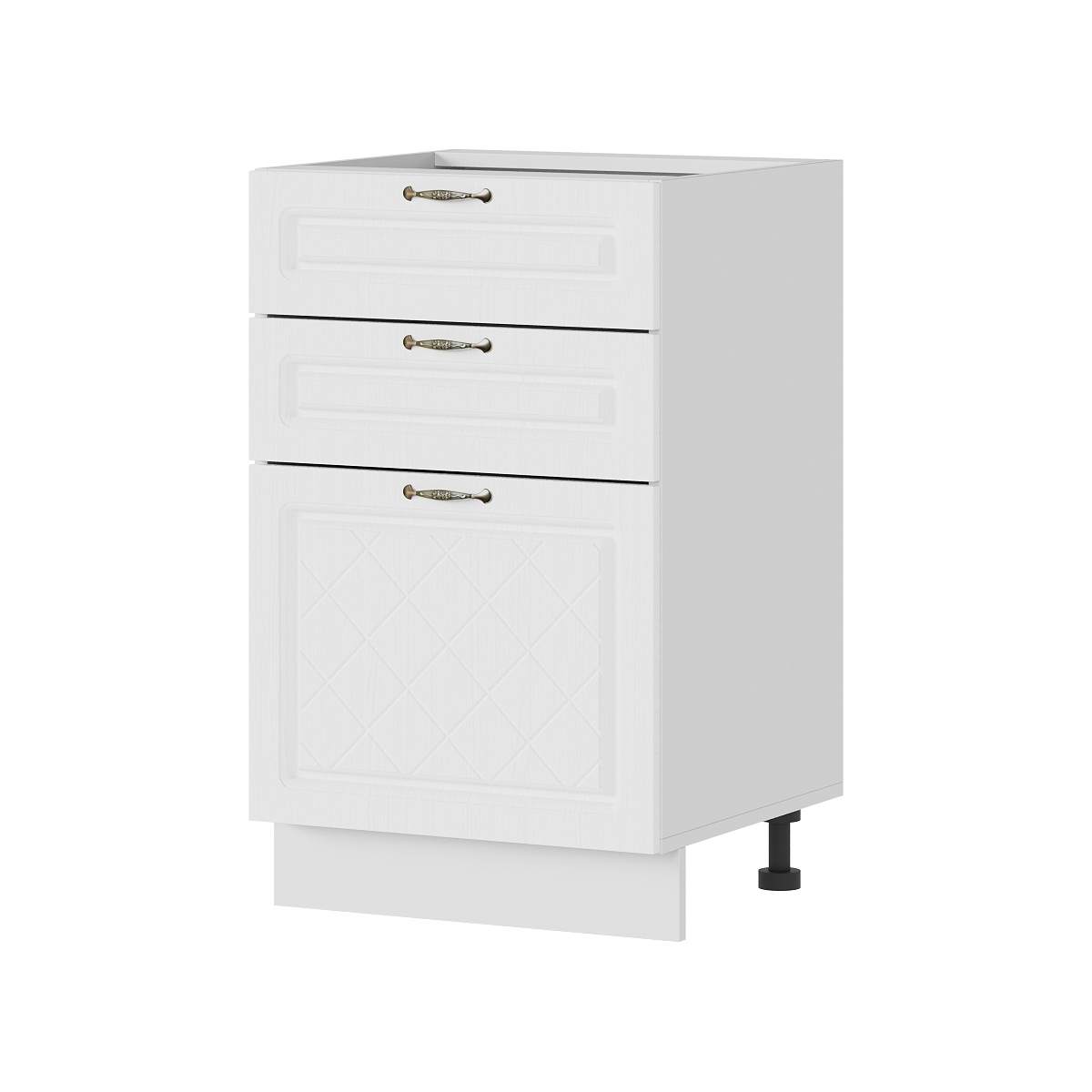 Изображение товара Напольный шкаф 3-мя с ящиками Стендмебель Модена 50x84x47.4 см ЛДСП цвет белый/дуб белый