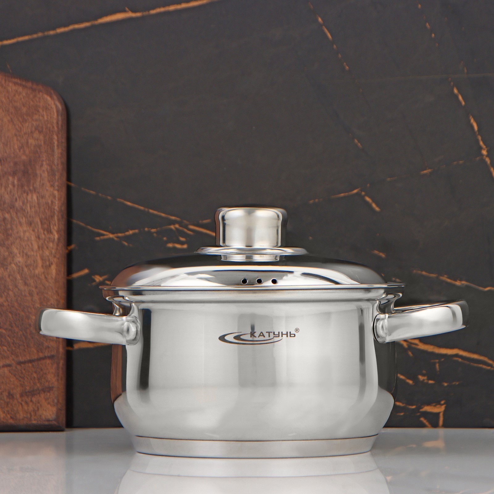 Изображение товара Кастрюля нержавеющая сталь с капсулированным дном объем 1.8 л Катунь Гретта