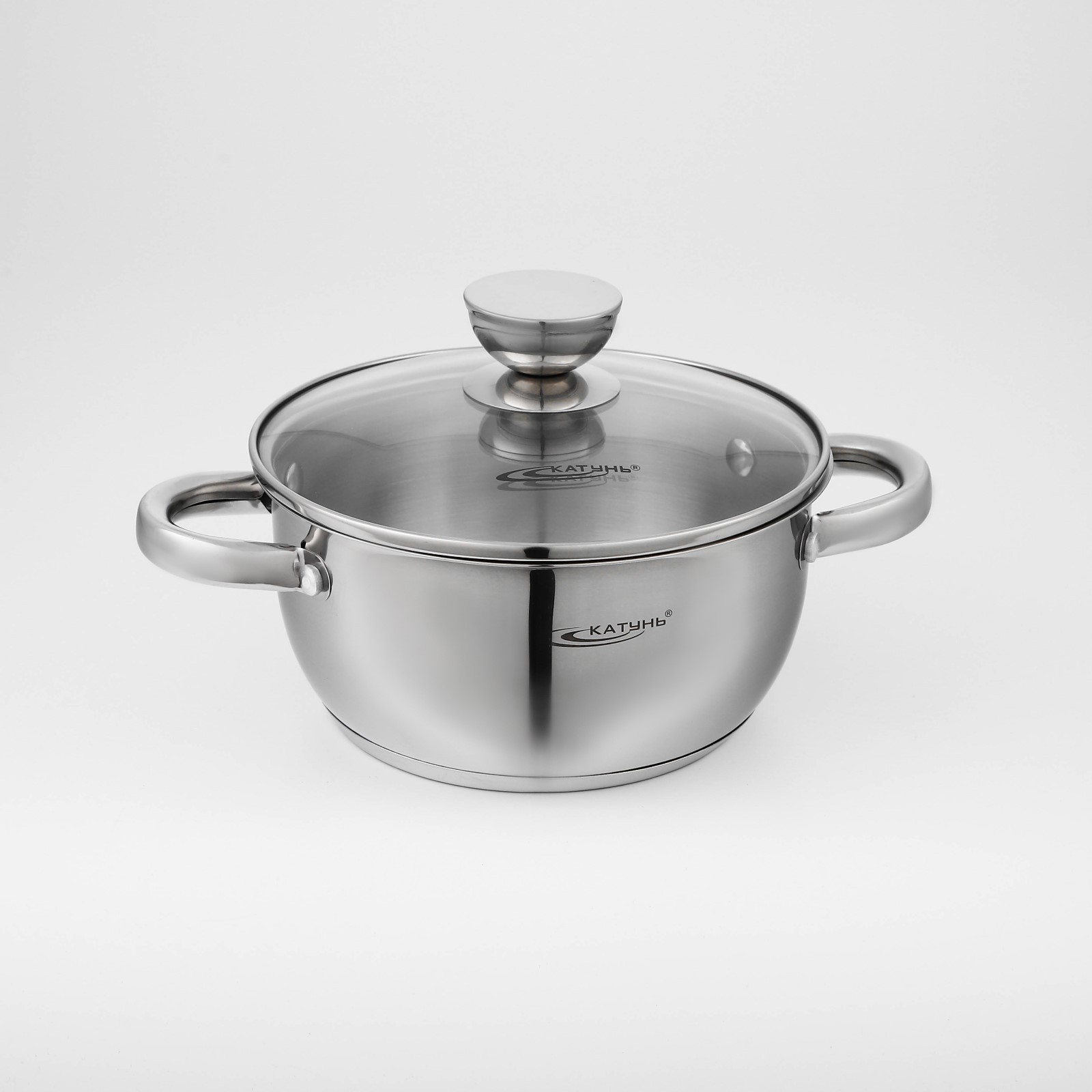 Изображение товара Кастрюля 2 л со стеклянной крышкой Катунь Антея нержавеющая сталь цвет хромированный