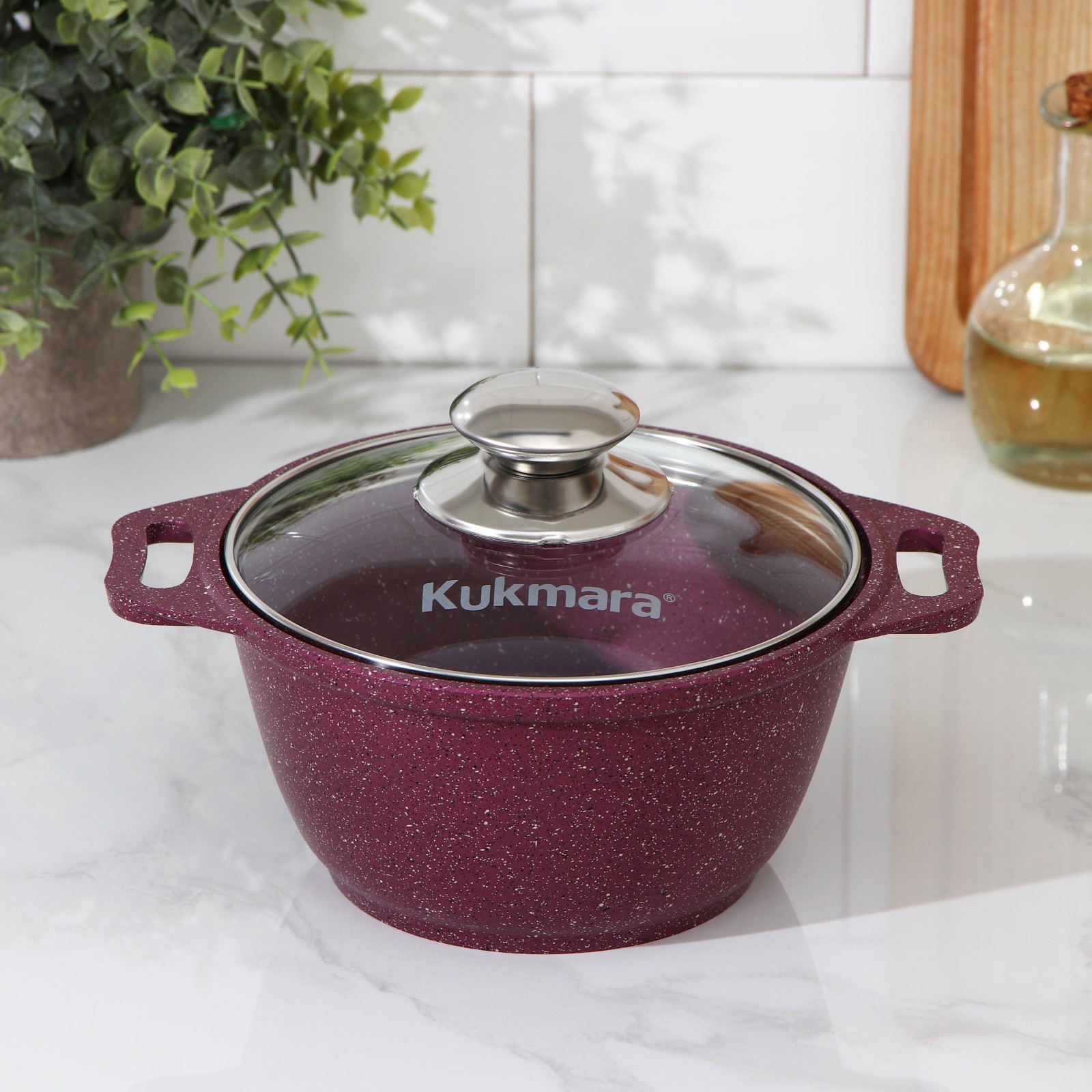 Изображение товара Кастрюля 1 л Kukmara из алюминия с антипригарным покрытием и стеклянной крышкой