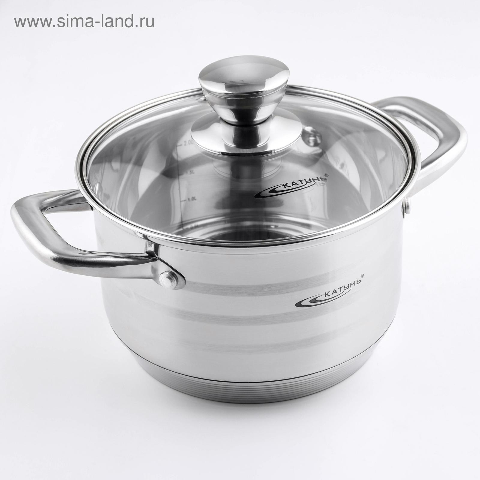 Изображение товара Кастрюля 2.5 л со стеклянной крышкой Катунь Элис из нержавеющей стали