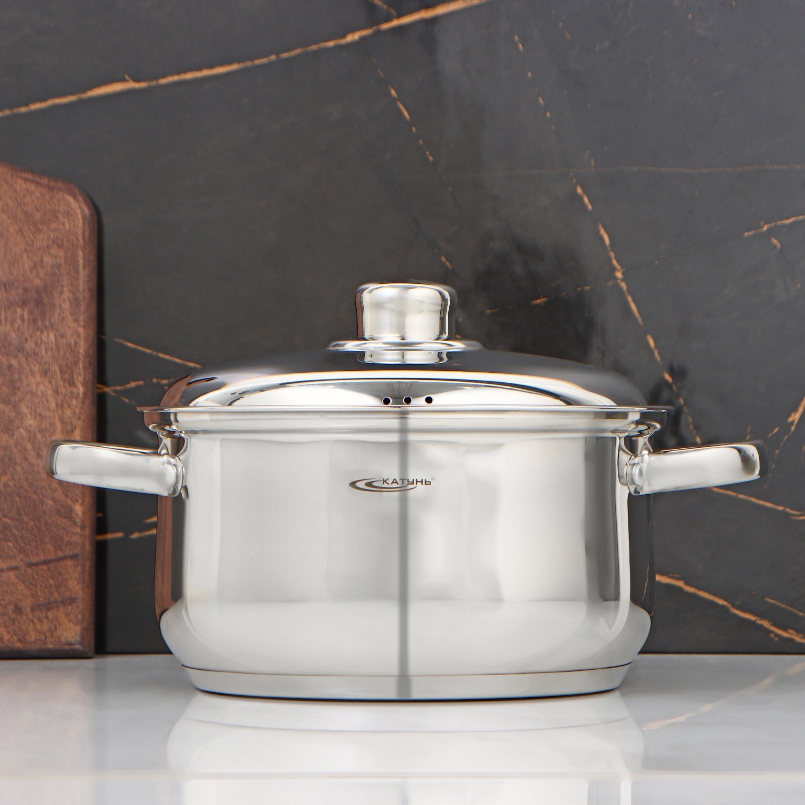 Изображение товара Кастрюля 3.4 л с крышкой Катунь Гретта нержавеющая сталь хромированная