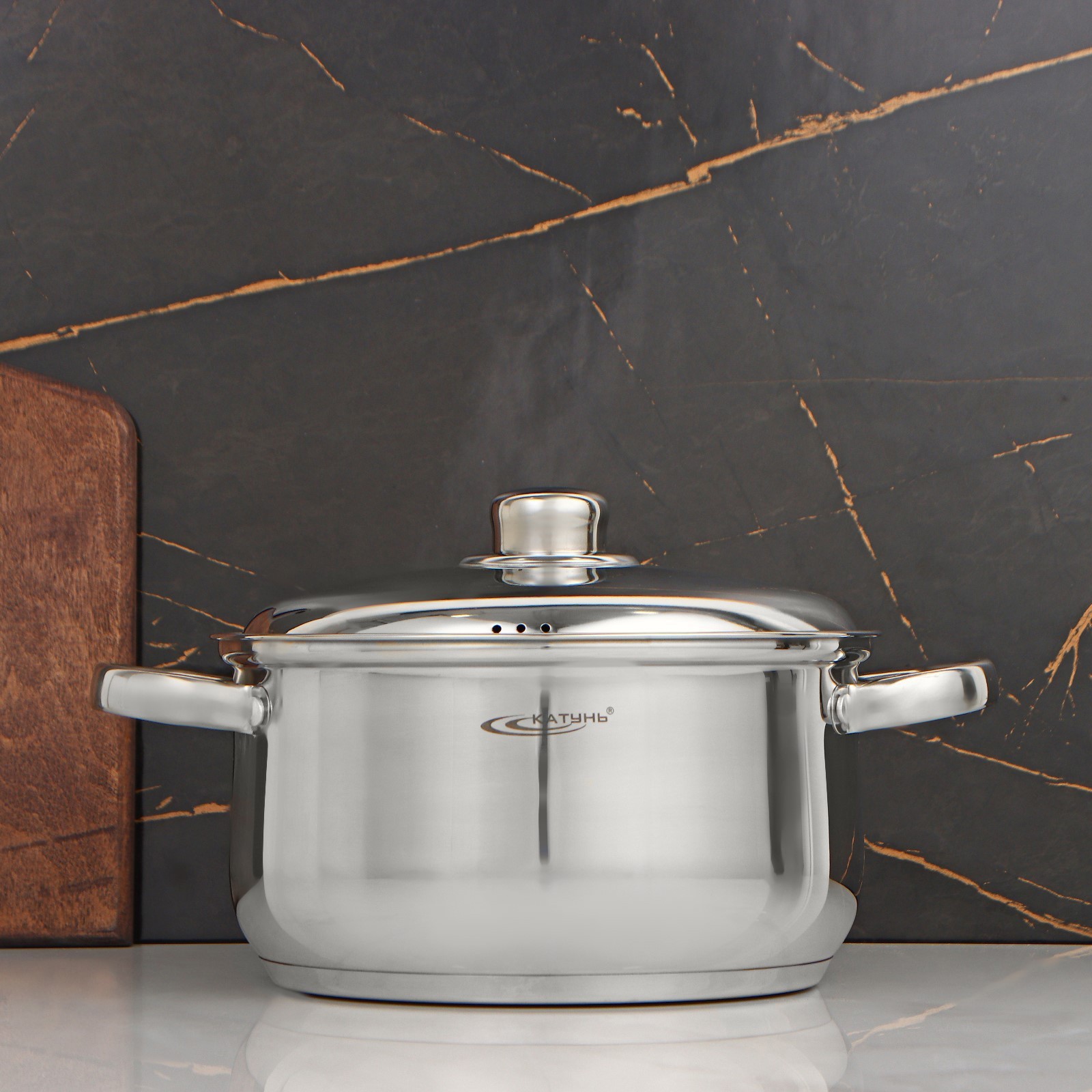 Изображение товара Кастрюля 4.5 л с крышкой Катунь Гретта нержавеющая сталь цвет хромированный