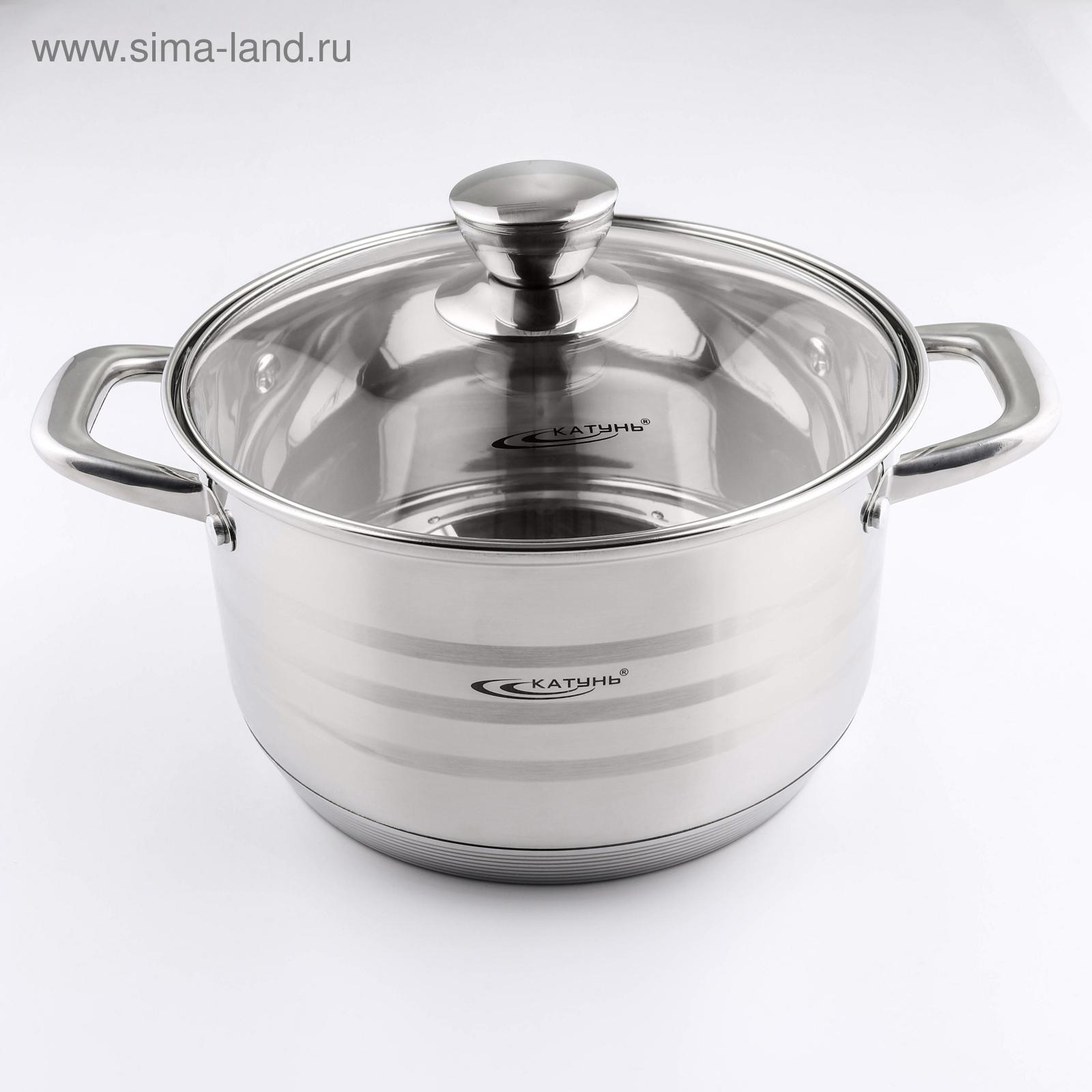 Изображение товара Кастрюля 4.5 л со стеклянной крышкой Катунь нержавеющая сталь