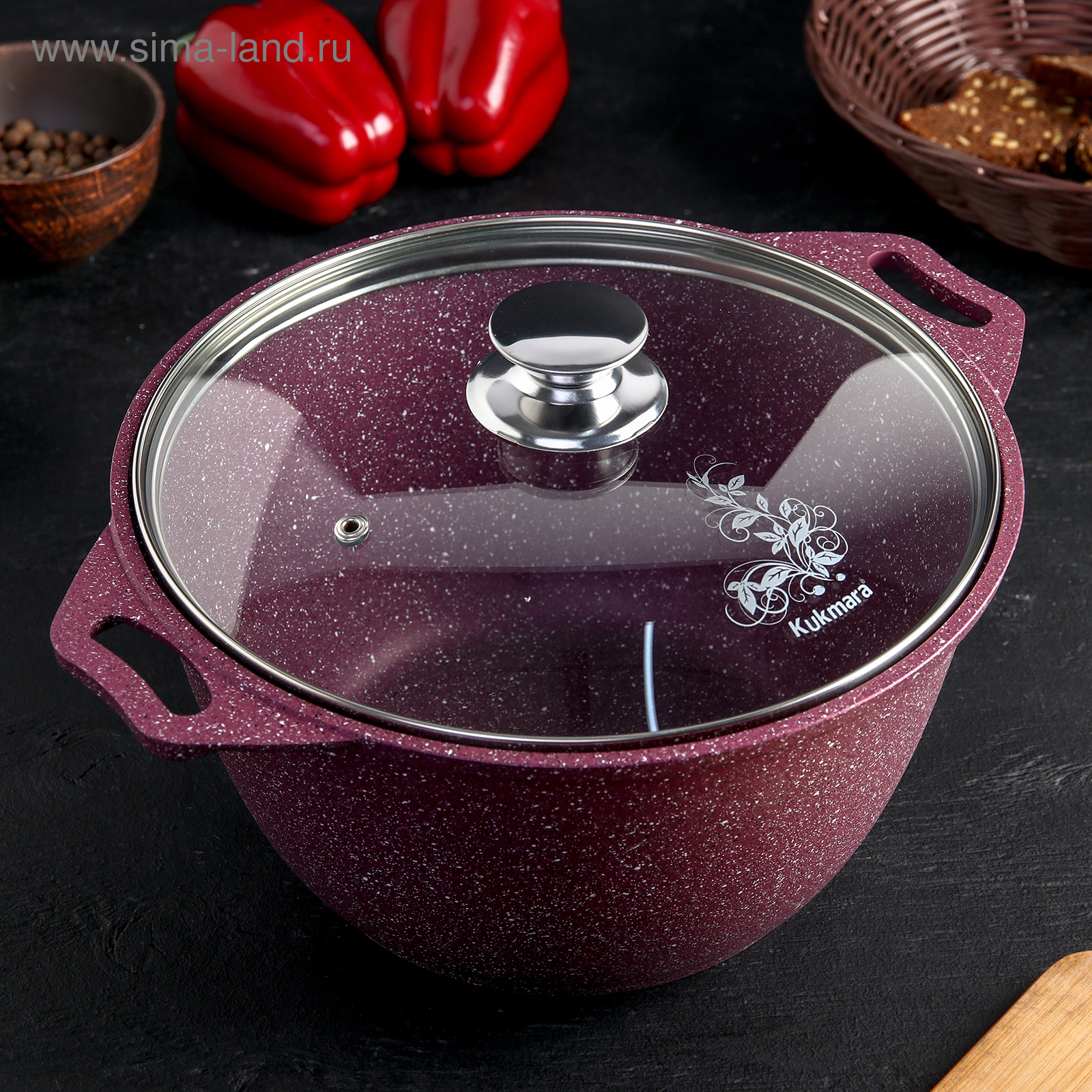 Изображение товара Кастрюля Kukmara 4 л из алюминия с антипригарным покрытием и стеклянной крышкой