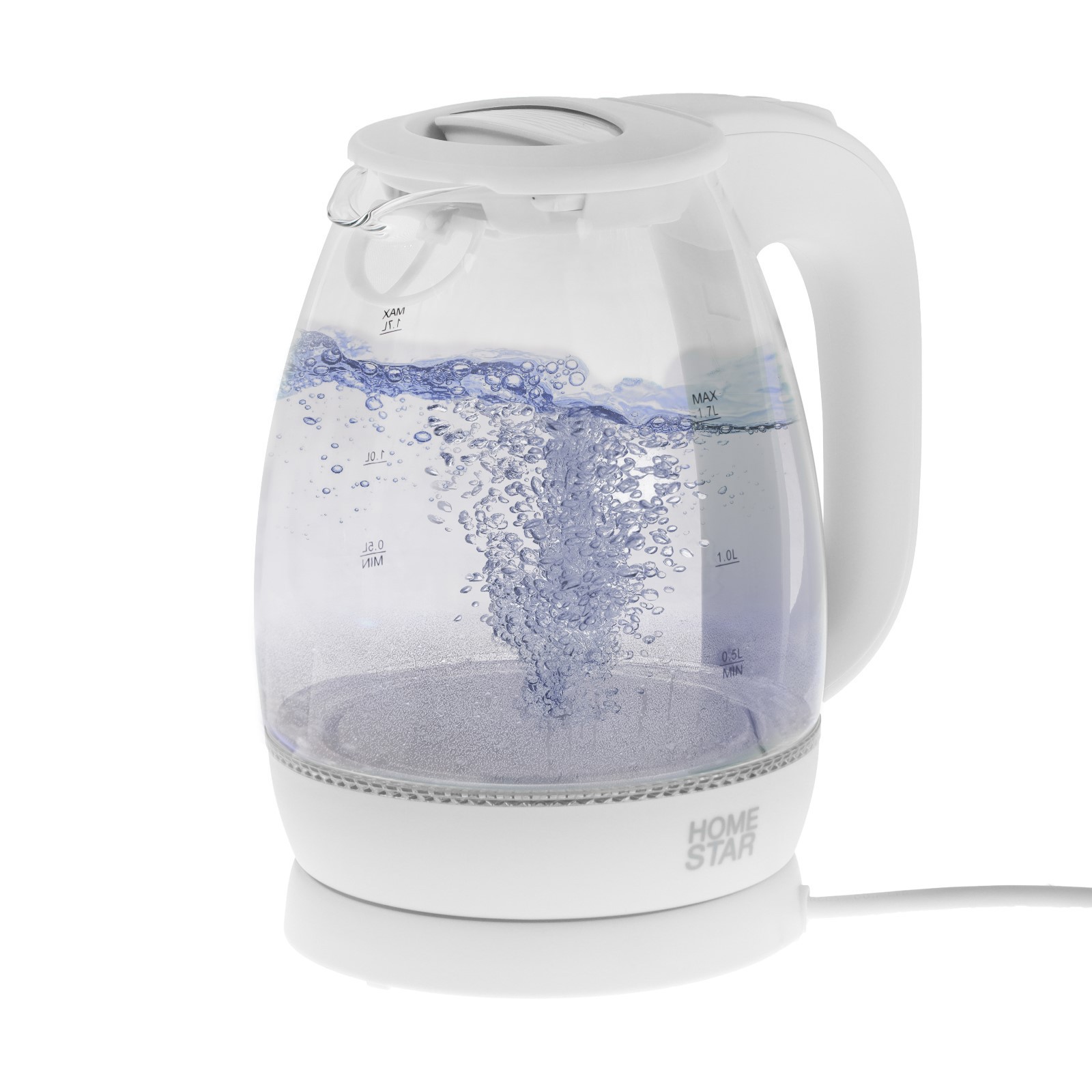Изображение товара Электрический чайник Homestar 9750964 стеклянный 1.7 л белый мощность 2200 Вт