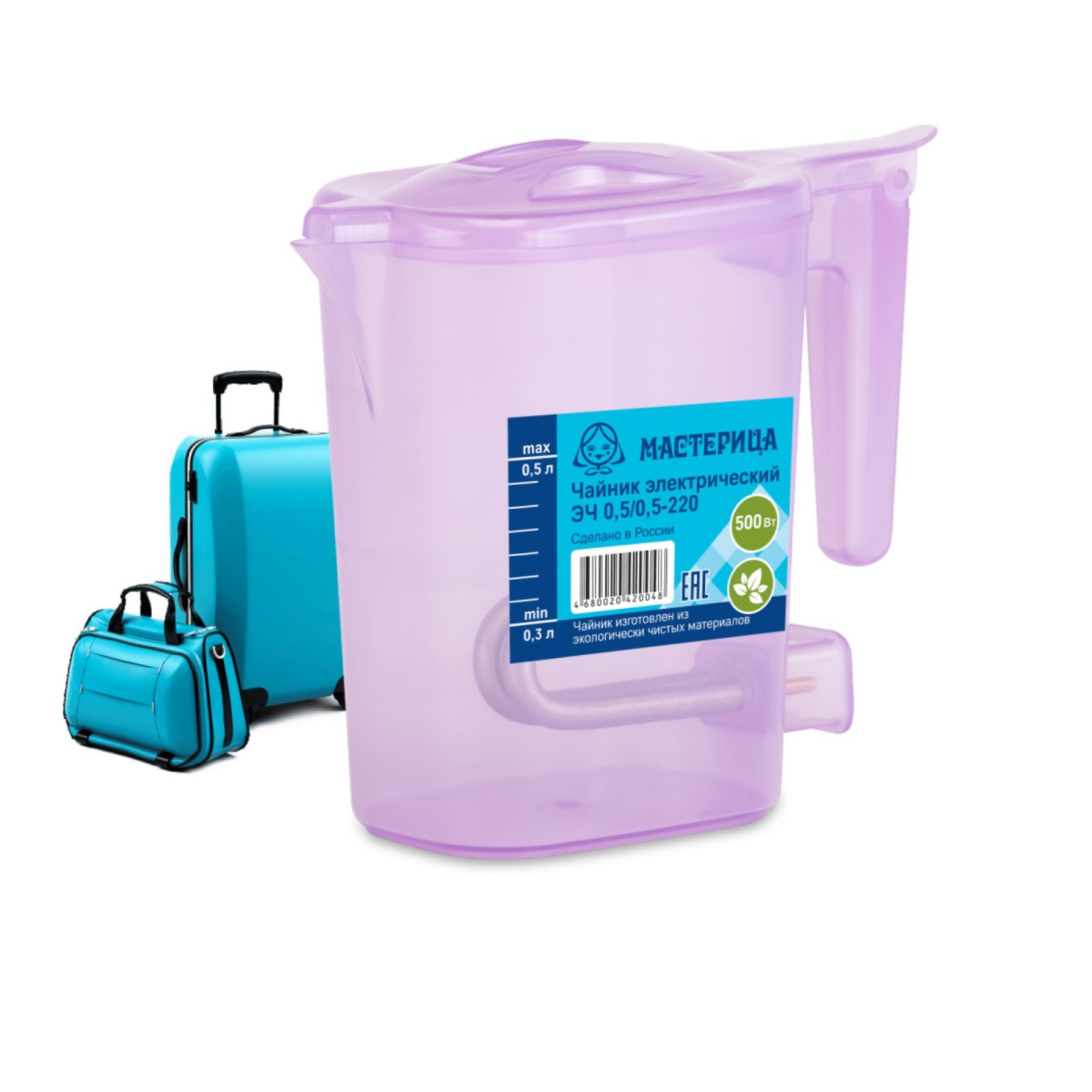 Изображение товара Электрический чайник Мастерица 9624335 0.5 л металл цвет сиреневый