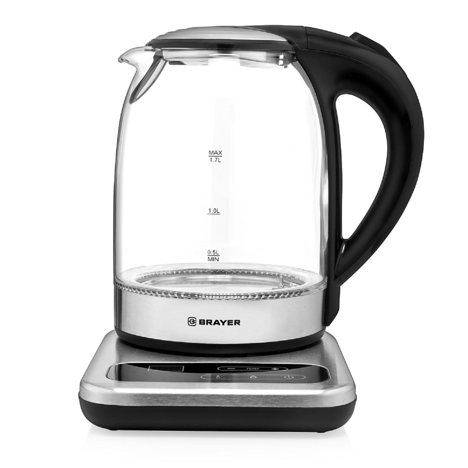 Изображение товара Электрический чайник BRAYER 4791067 1.7 л стекло серебристый быстрый нагрев