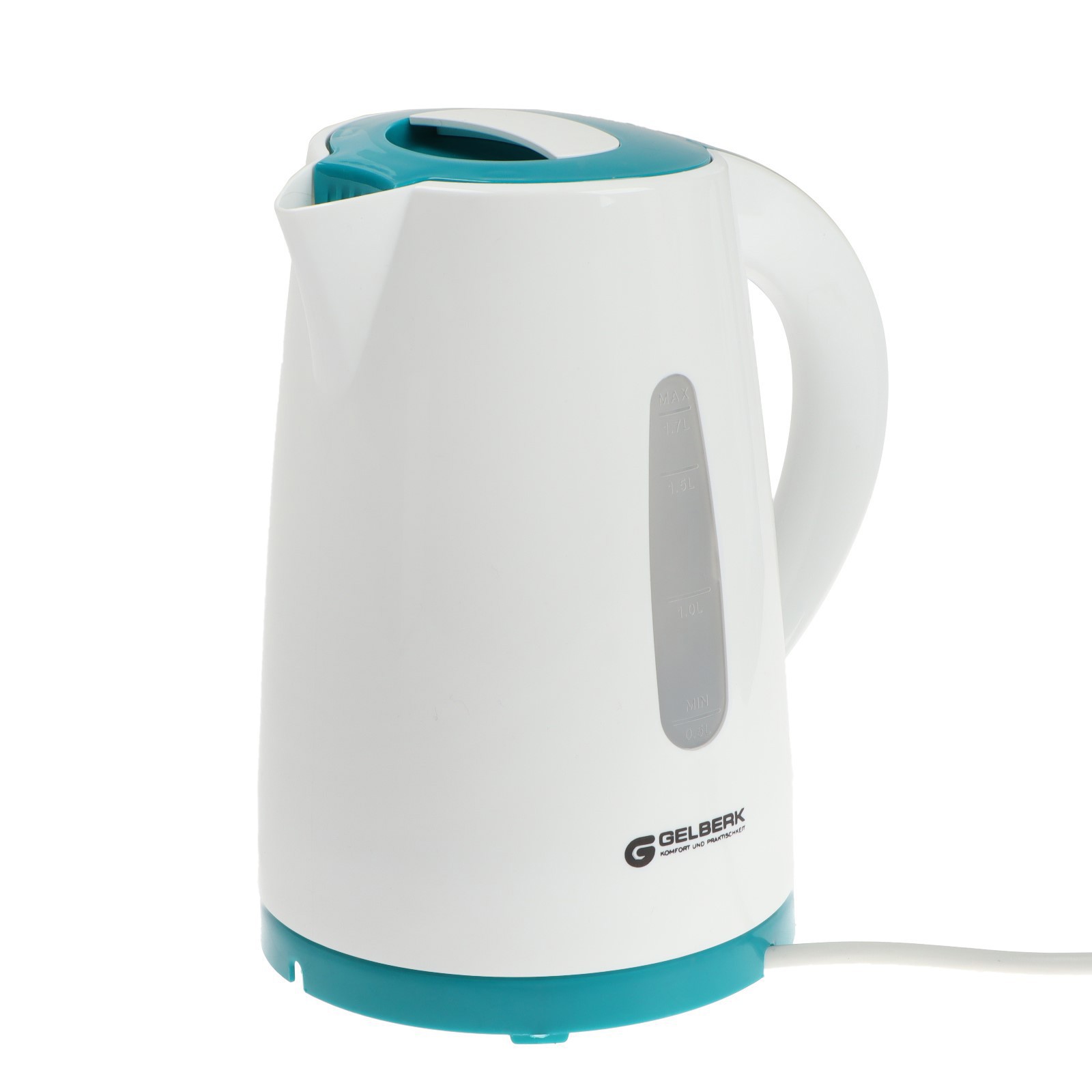Изображение товара Электрический чайник GELBERK 9578713 1.7 л металл белый с функциями нагрева и фильтрацией